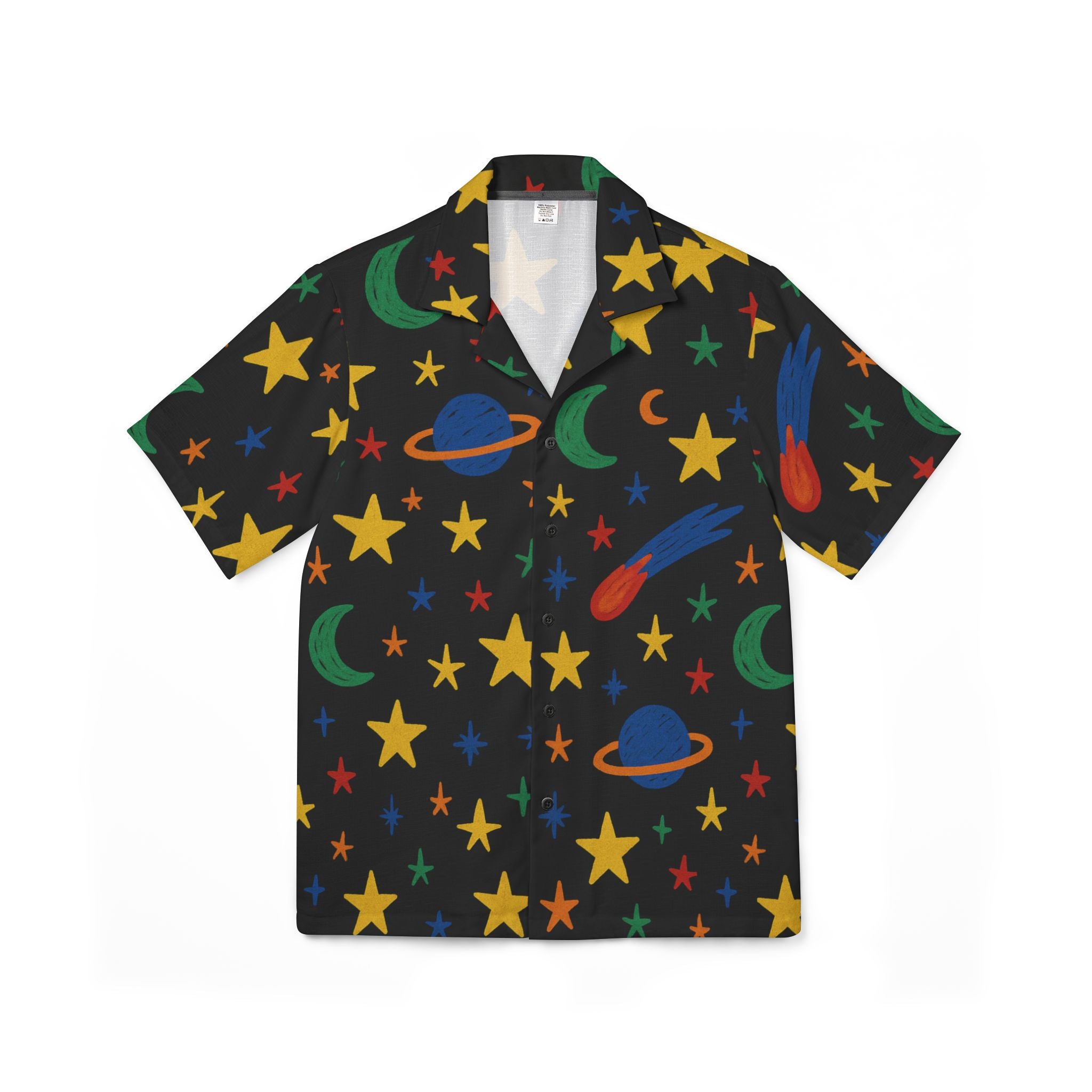 Cosmic Nights Hawaiian Shirt — Planet, Stars & Comet Print