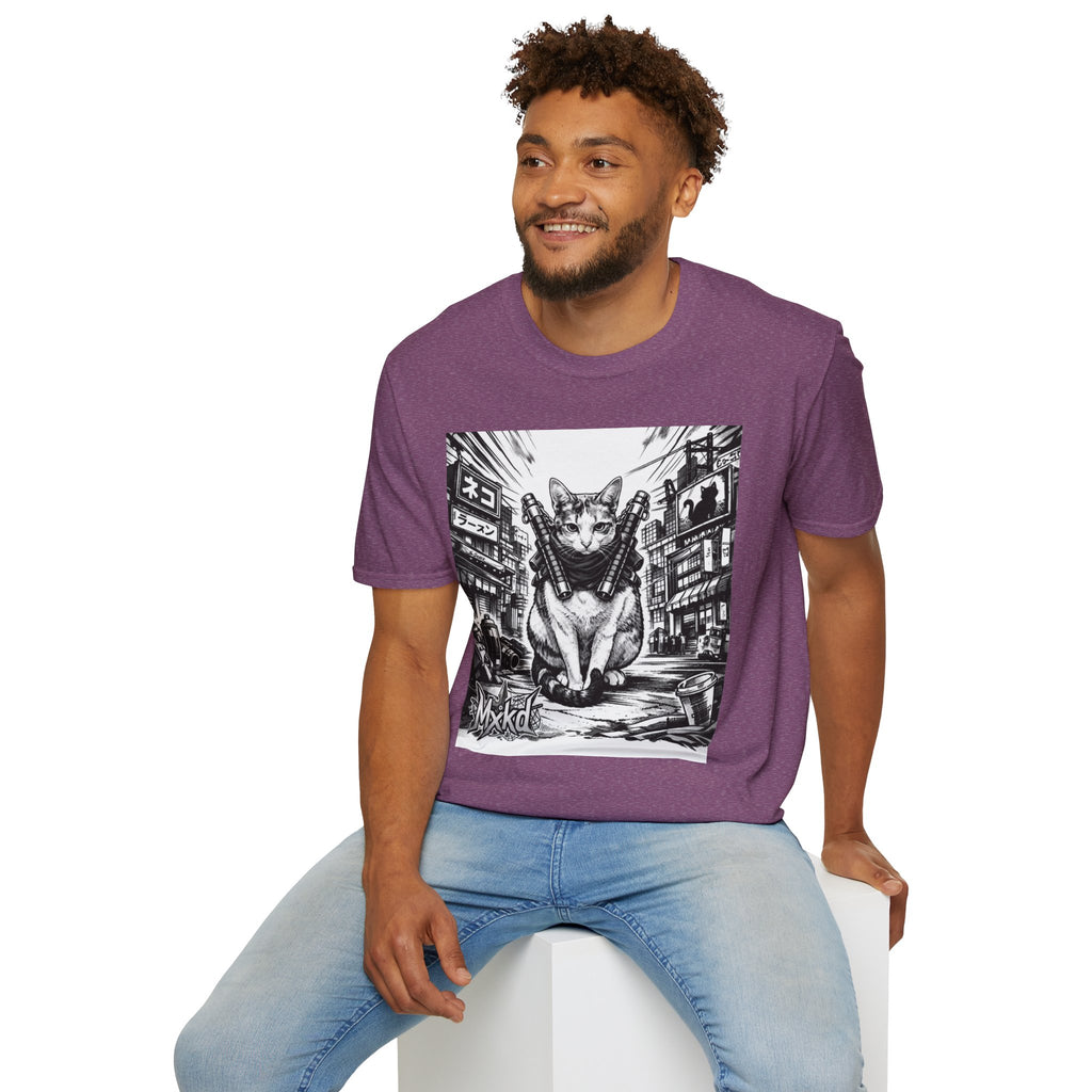 Cat Samurai T‑Shirt — Urban Noir Graphic Tee (Mxkd)