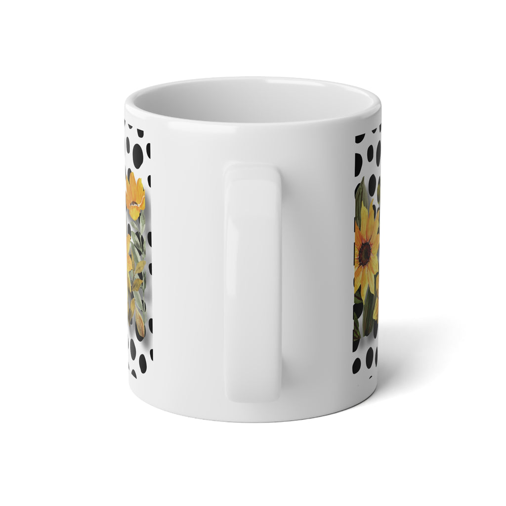 20oz Floral Polka Dot Jumbo Mug – Yellow Wildflower Coffee Cup