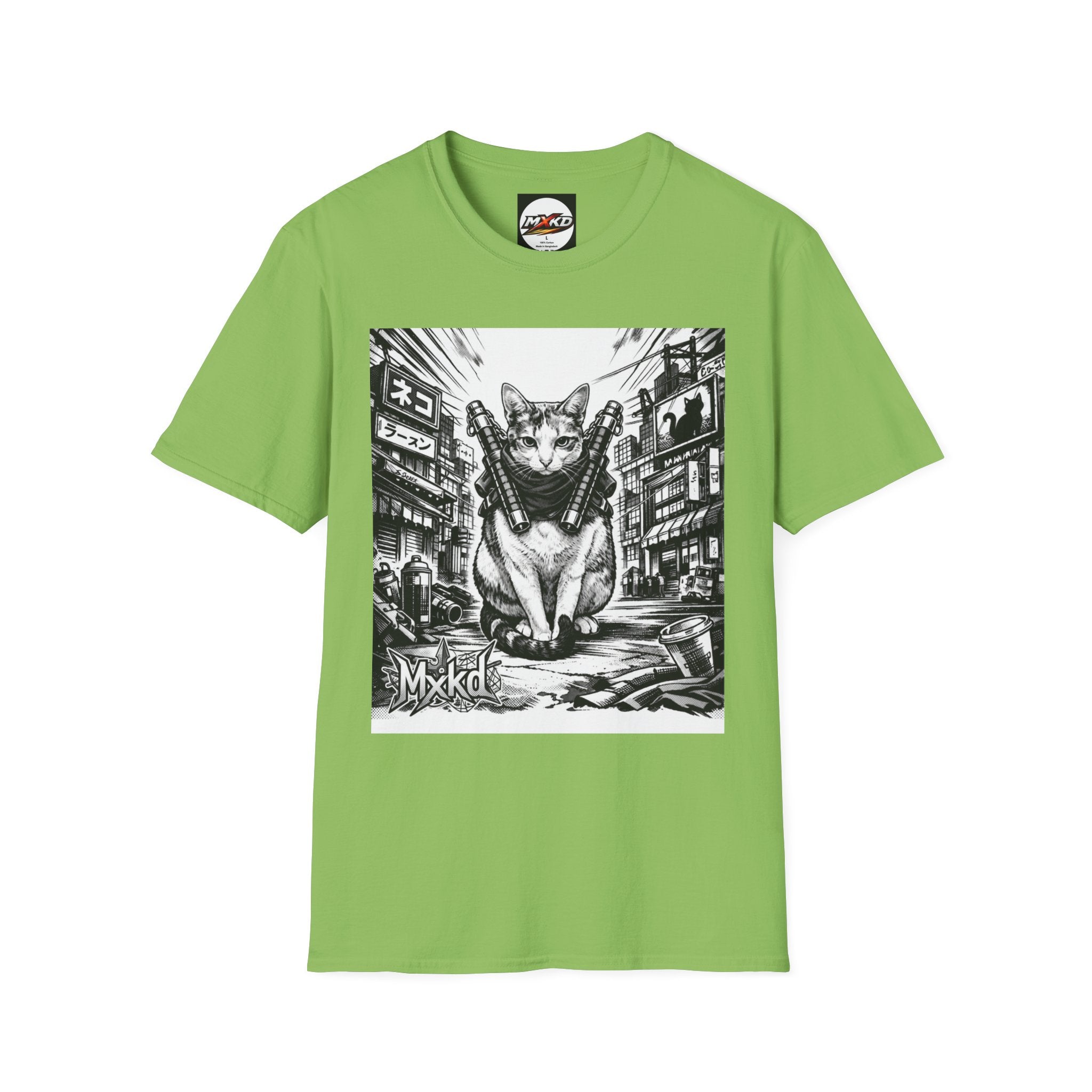 Cat Samurai T‑Shirt — Urban Noir Graphic Tee (Mxkd)