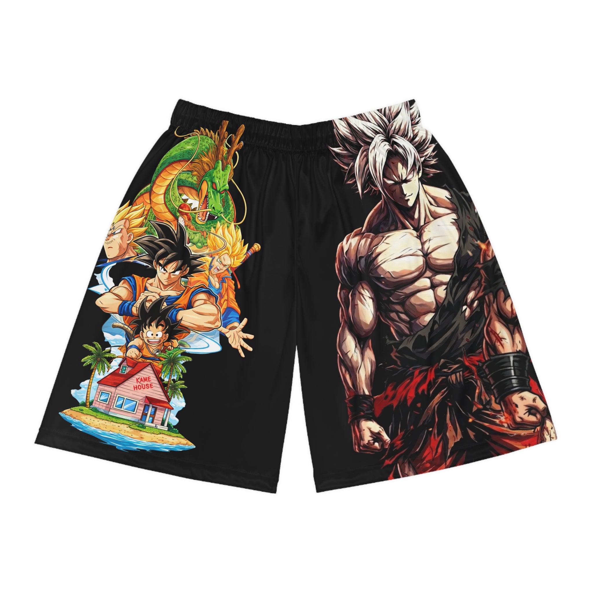 Dragon Ball Z All-Over Print Basketball Shorts — Goku & Vegeta Anime Lounge/Activewear