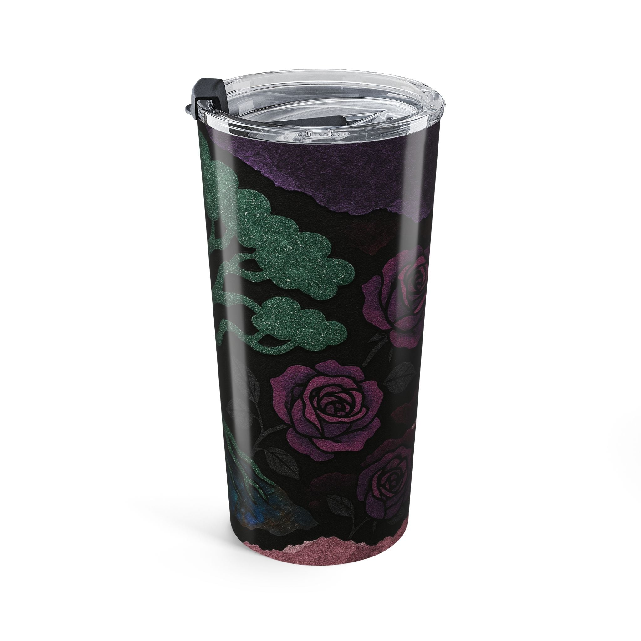20oz Tree of Life & Purple Roses Stainless Steel Tumbler — Insulated Travel Cup