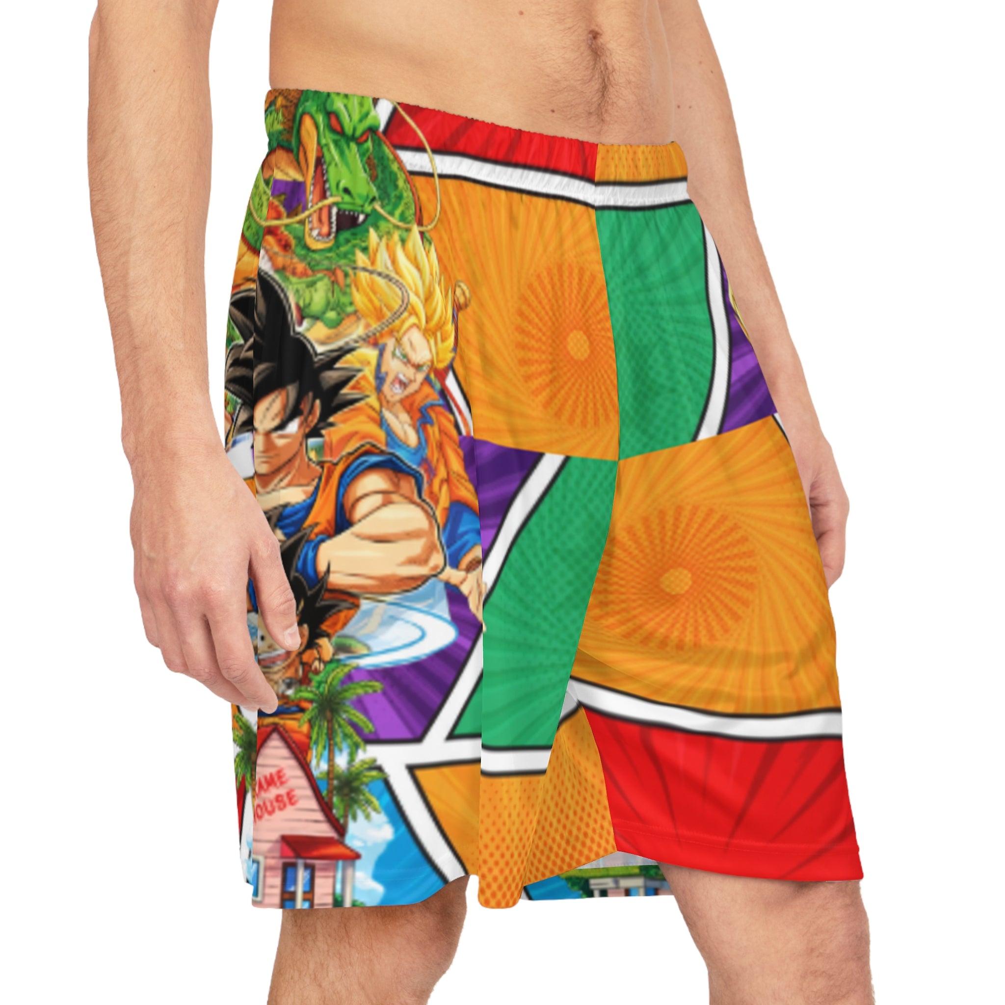 Dragon Ball Anime Colorblock Basketball Shorts