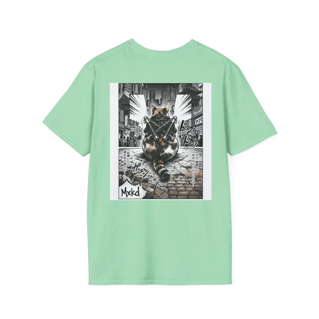 Cat Samurai T‑Shirt — Urban Noir Graphic Tee (Mxkd)