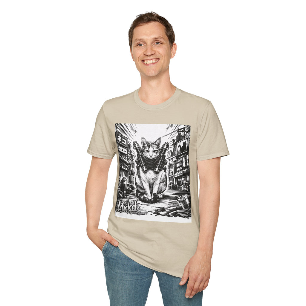 Cat Samurai T‑Shirt — Urban Noir Graphic Tee (Mxkd)