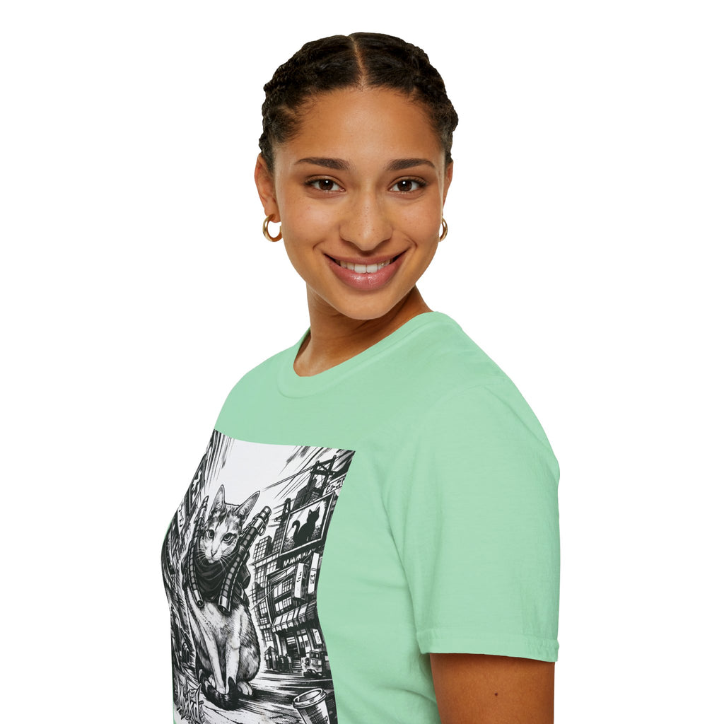 Cat Samurai T‑Shirt — Urban Noir Graphic Tee (Mxkd)