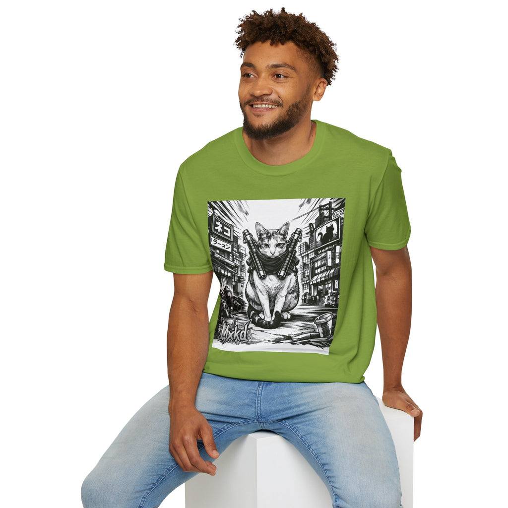 Cat Samurai T‑Shirt — Urban Noir Graphic Tee (Mxkd)