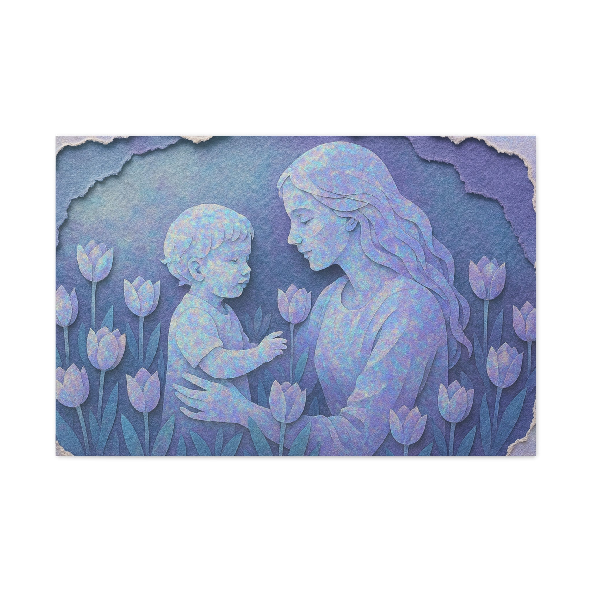Mother and Child Tulip Matte Canvas Wall Art — Stretched 1.25"