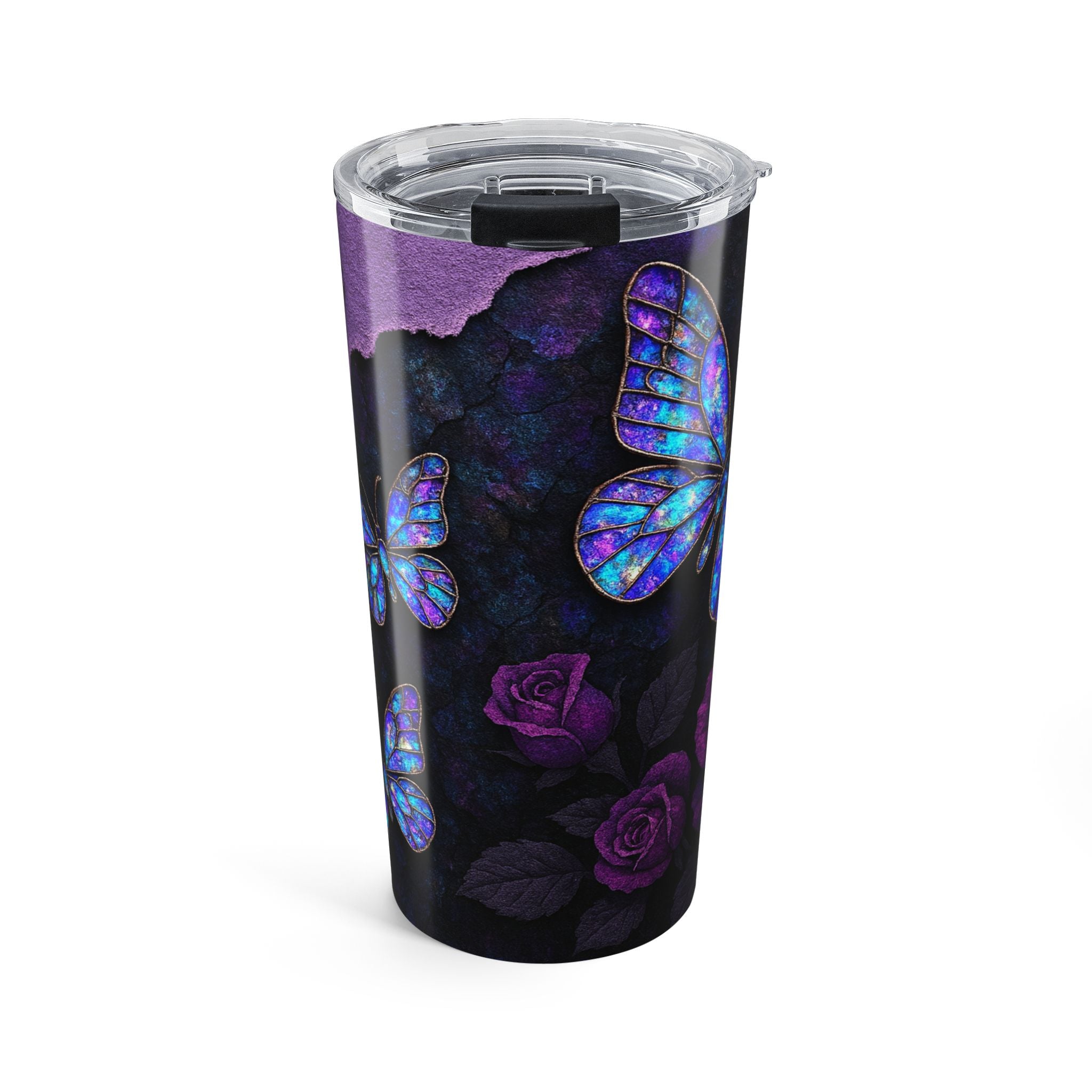 20oz Purple Butterfly & Rose Insulated Tumbler