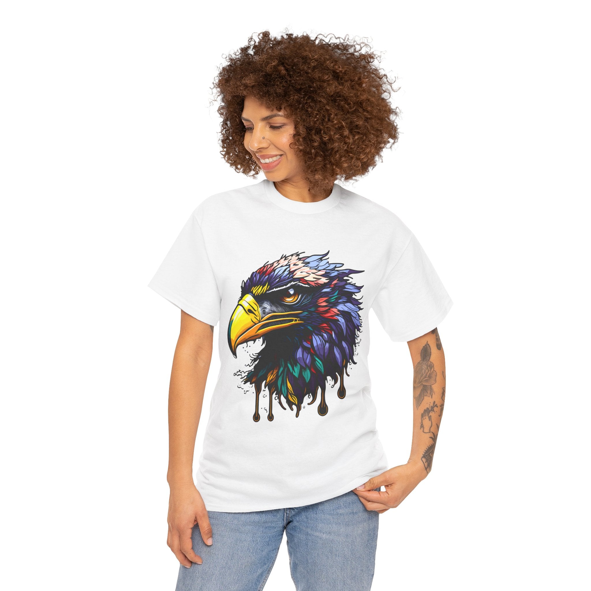 Colorful Drip Eagle T-Shirt — Vibrant Bird Head Graphic Tee