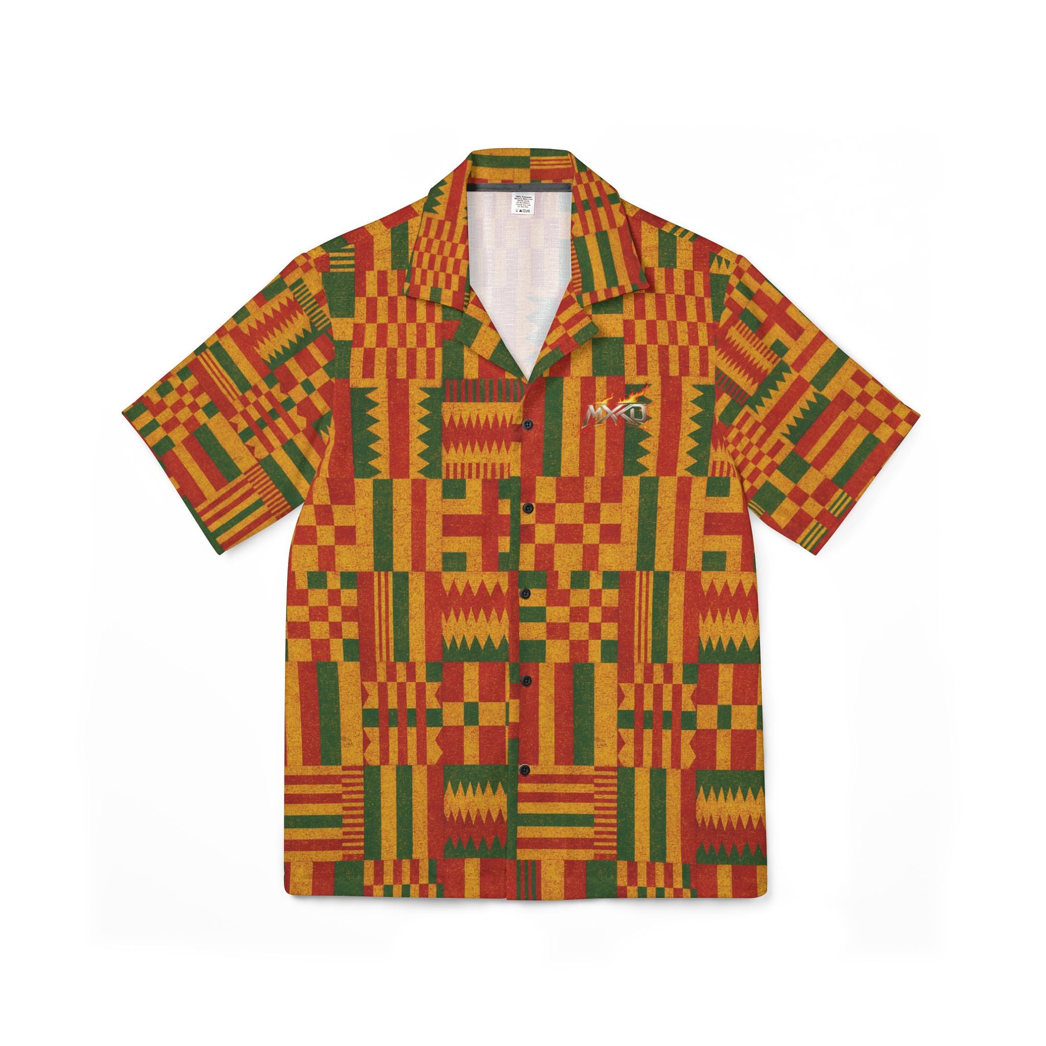 Kente Print Hawaiian Camp Shirt — African-Inspired Summer Button-Up for Men
