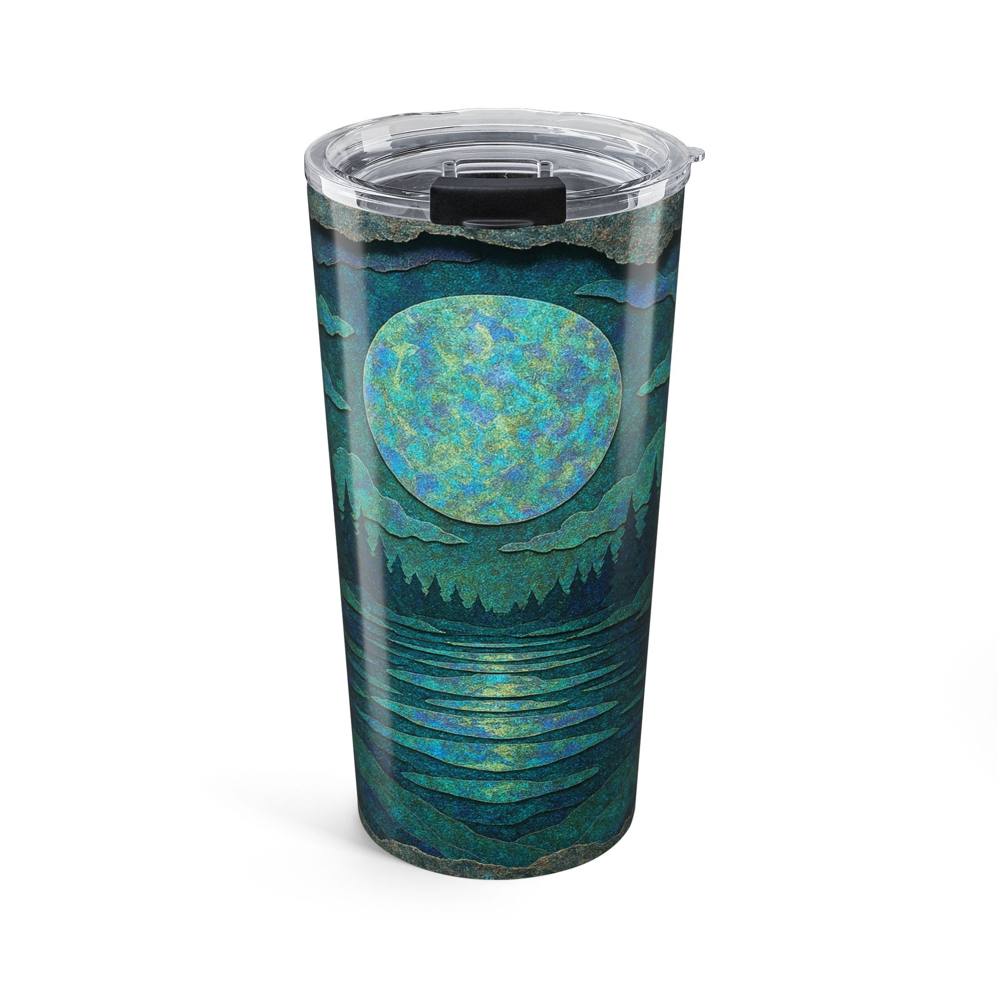 20oz Moonlit Forest Tumbler — Insulated Travel Cup with Nightscape Design