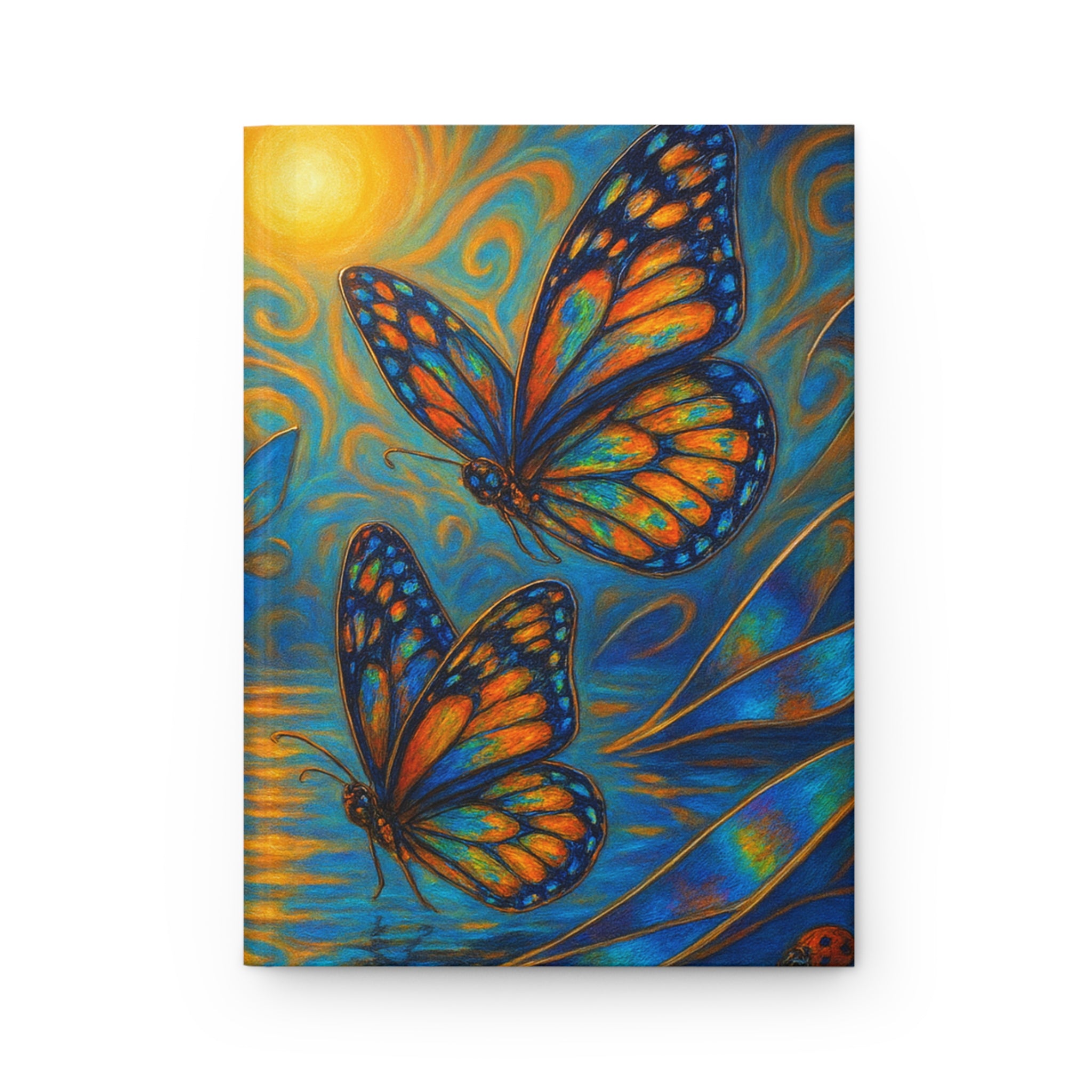 Butterfly & Dragonfly Hardcover Journal — Blue-Gold Nature Art Notebook