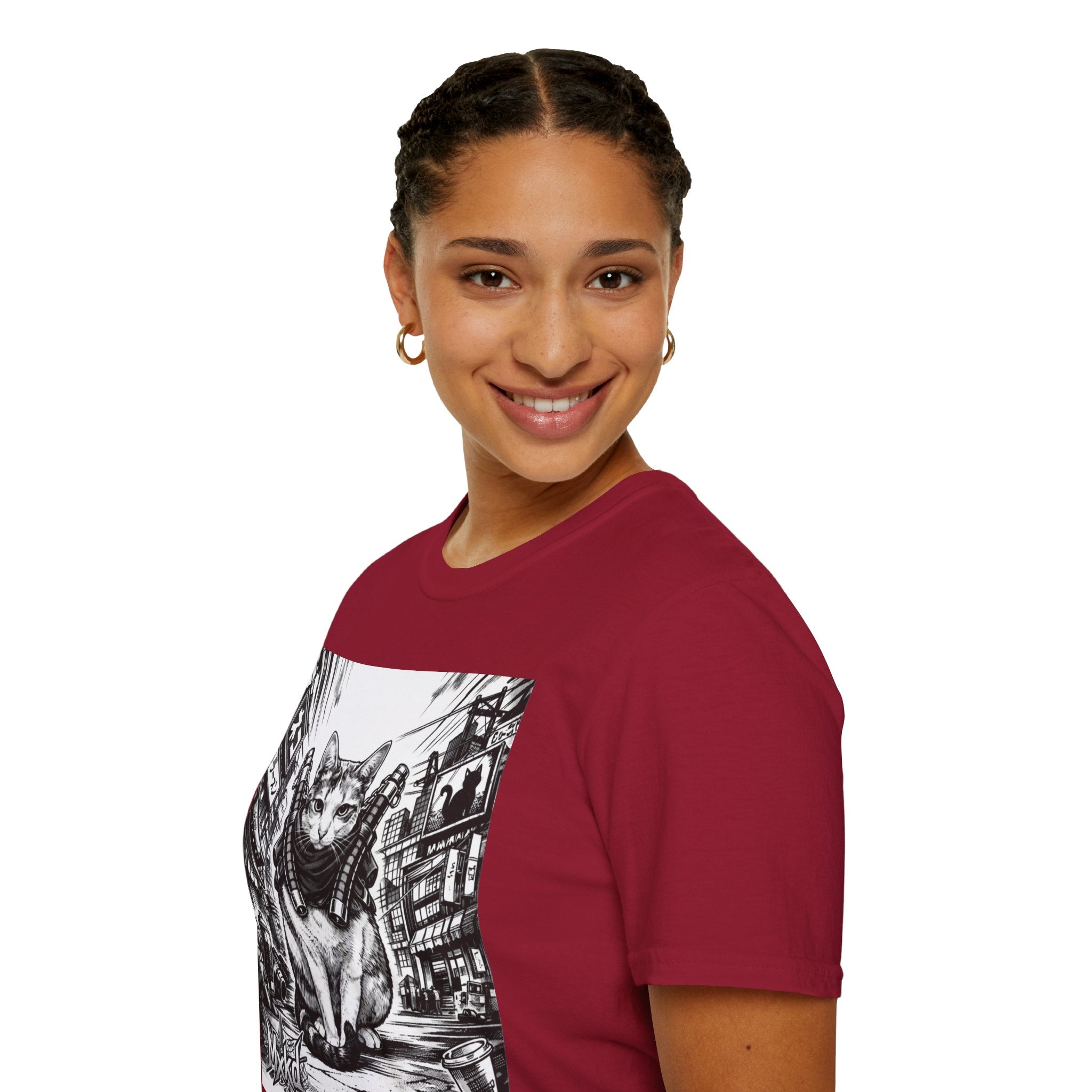 Cat Samurai T‑Shirt — Urban Noir Graphic Tee (Mxkd)
