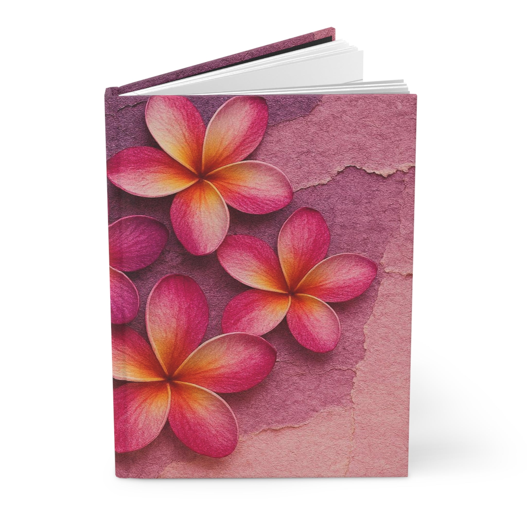 Plumeria Blossom Hardcover Journal — Pink Floral Notebook for Notes & Daily Reflection
