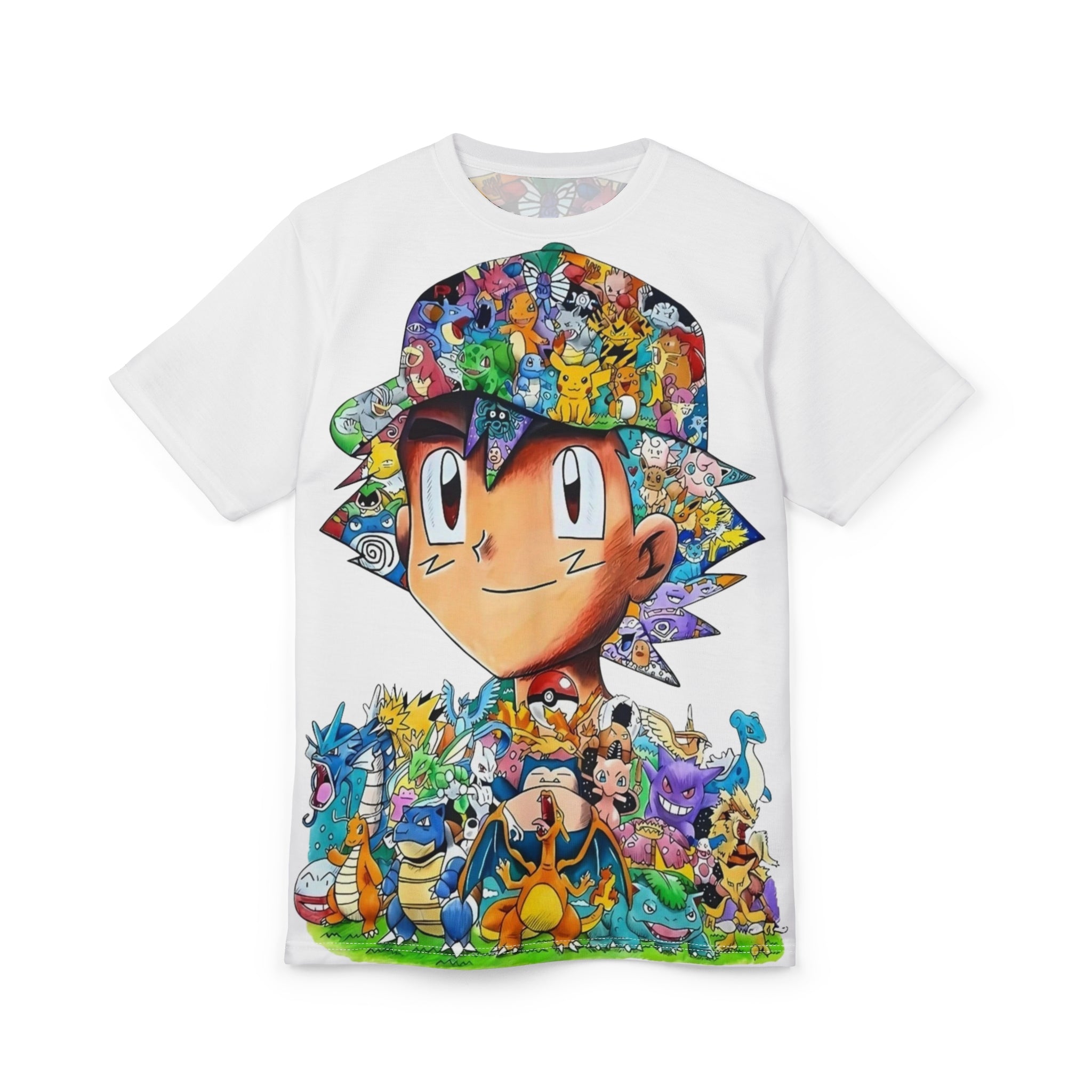 All-Over Anime Trainer Tee — Colorful Collage Design