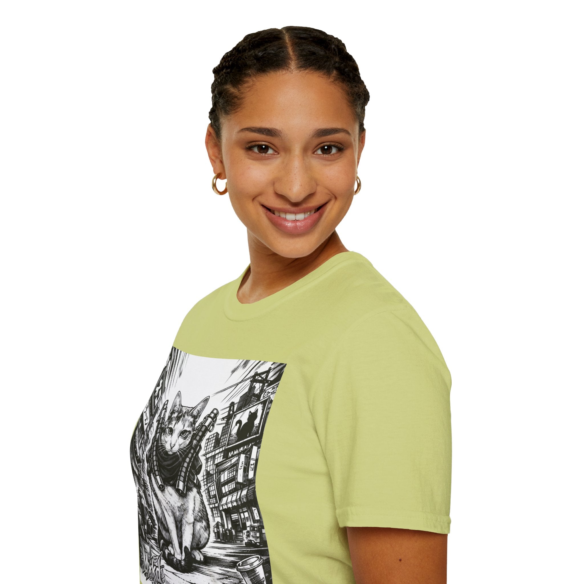 Cat Samurai T‑Shirt — Urban Noir Graphic Tee (Mxkd)