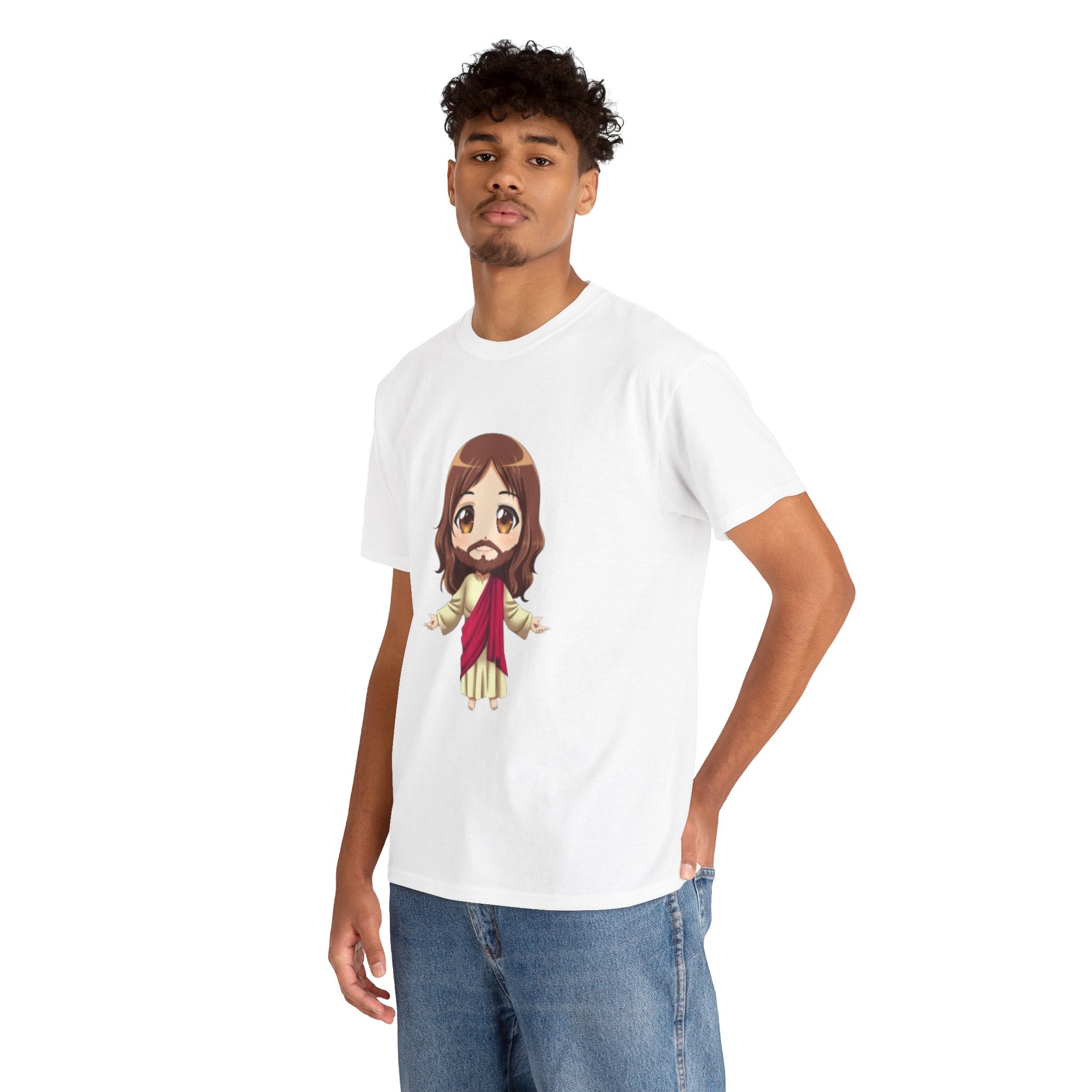 Christian Jesus Tee — Cute Chibi Front & Classic Back Religious T-Shirt