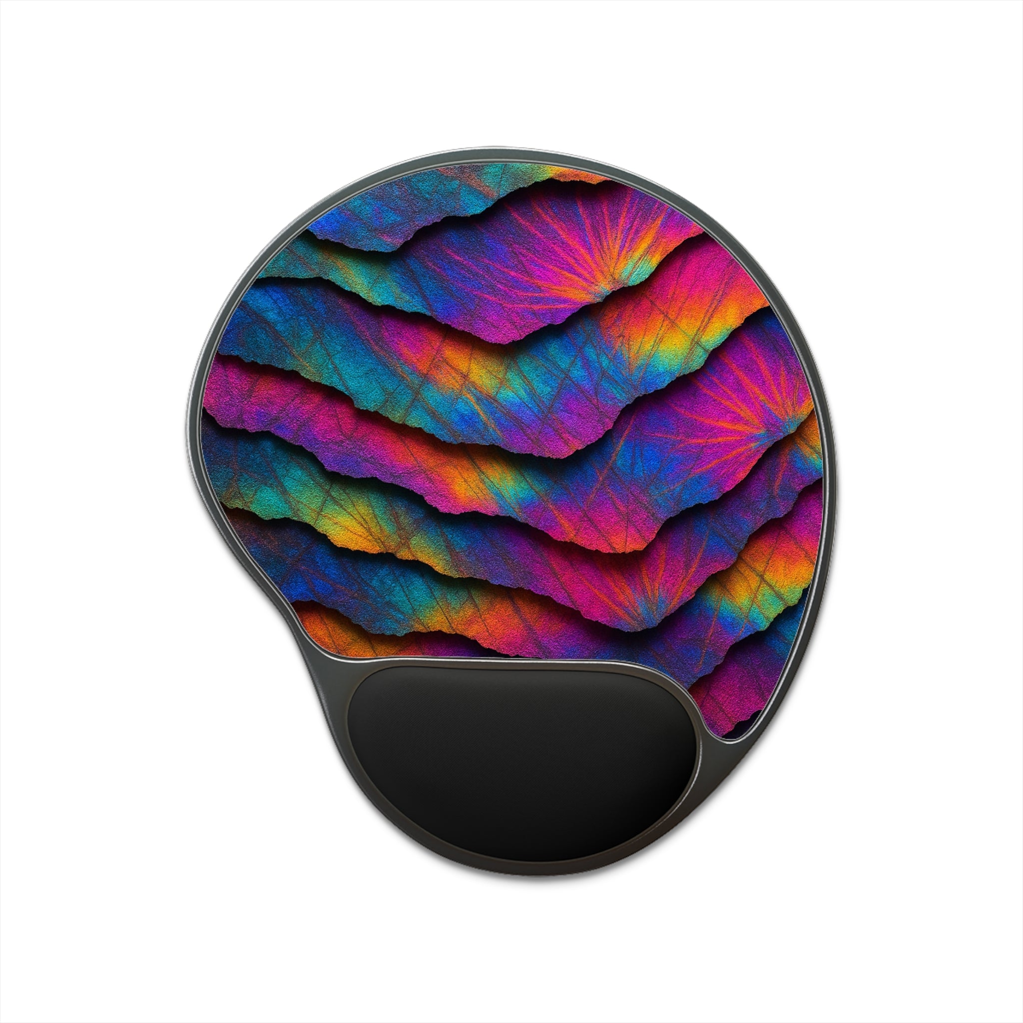 Ergonomic Mouse Pad with Wrist Rest — Vibrant Rainbow Leaf Pattern