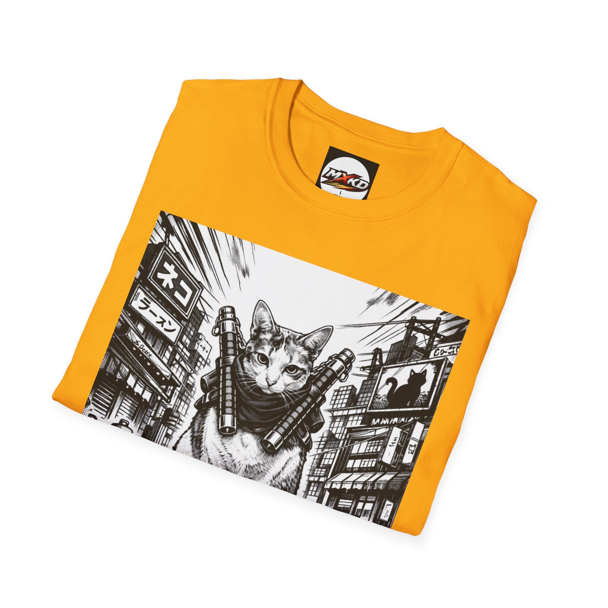 Cat Samurai T‑Shirt — Urban Noir Graphic Tee (Mxkd)