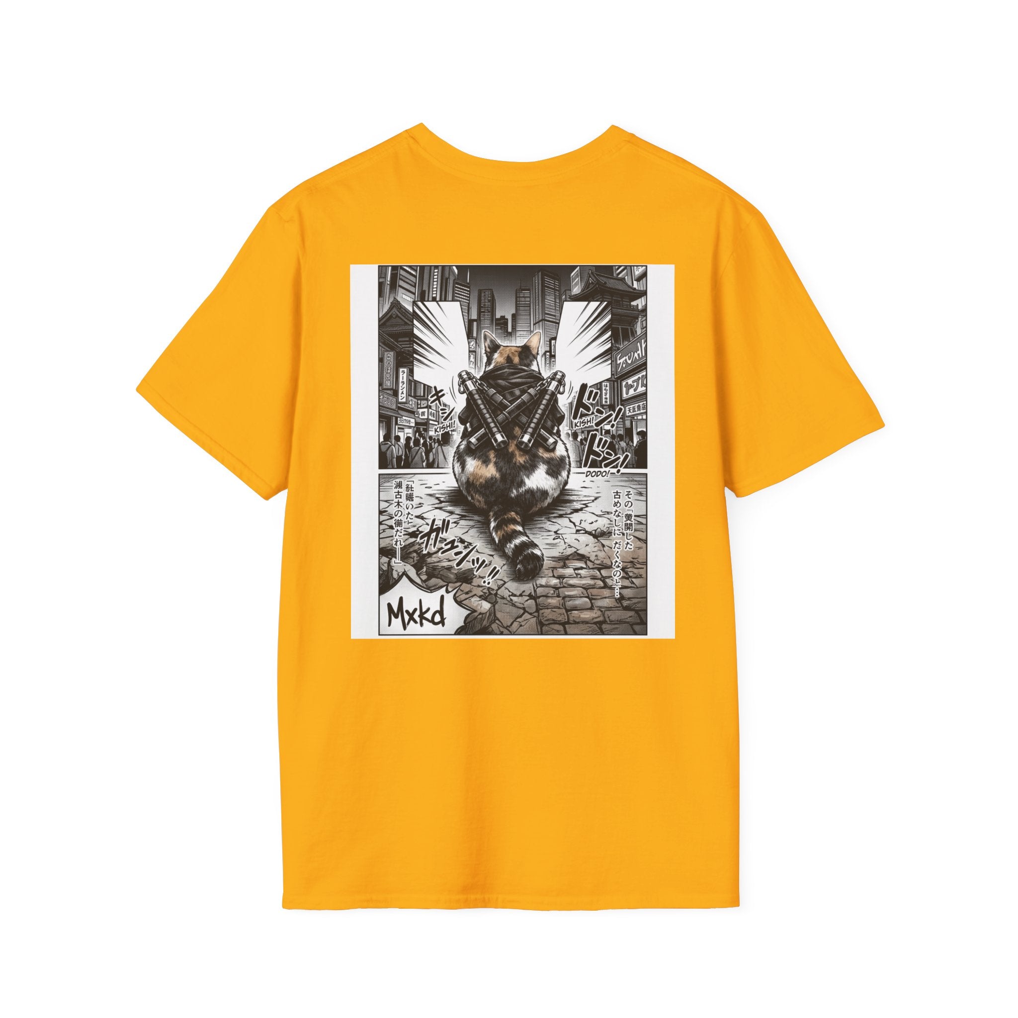 Cat Samurai T‑Shirt — Urban Noir Graphic Tee (Mxkd)