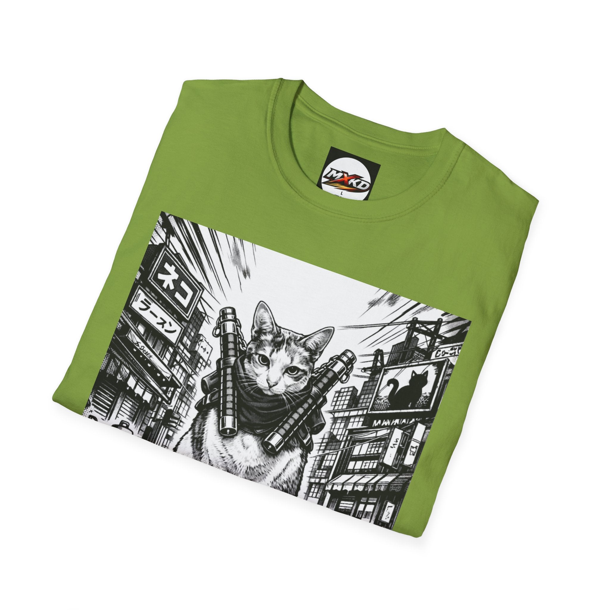 Cat Samurai T‑Shirt — Urban Noir Graphic Tee (Mxkd)