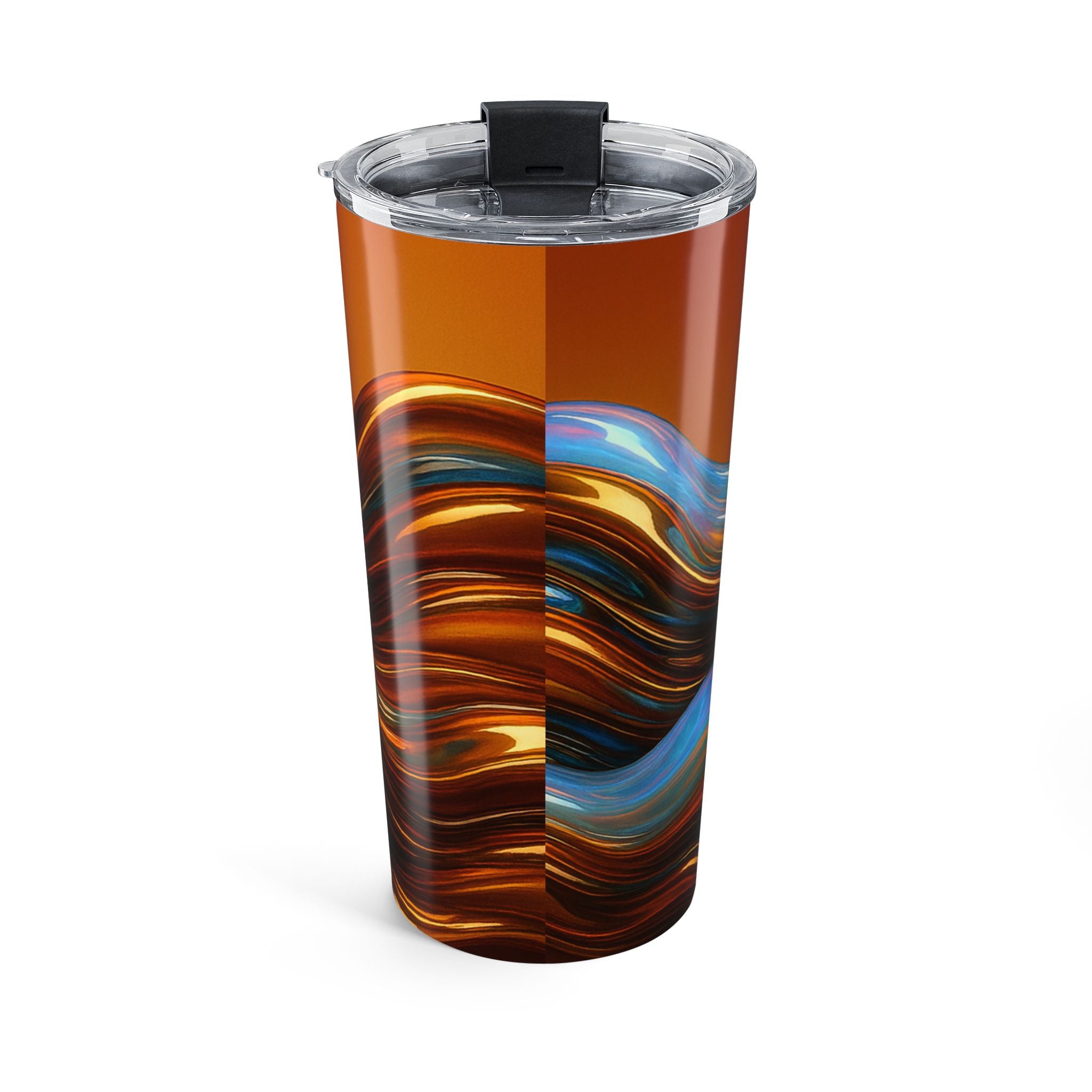 20oz Abstract Swirl Travel Tumbler — Copper & Blue Wave Insulated Cup