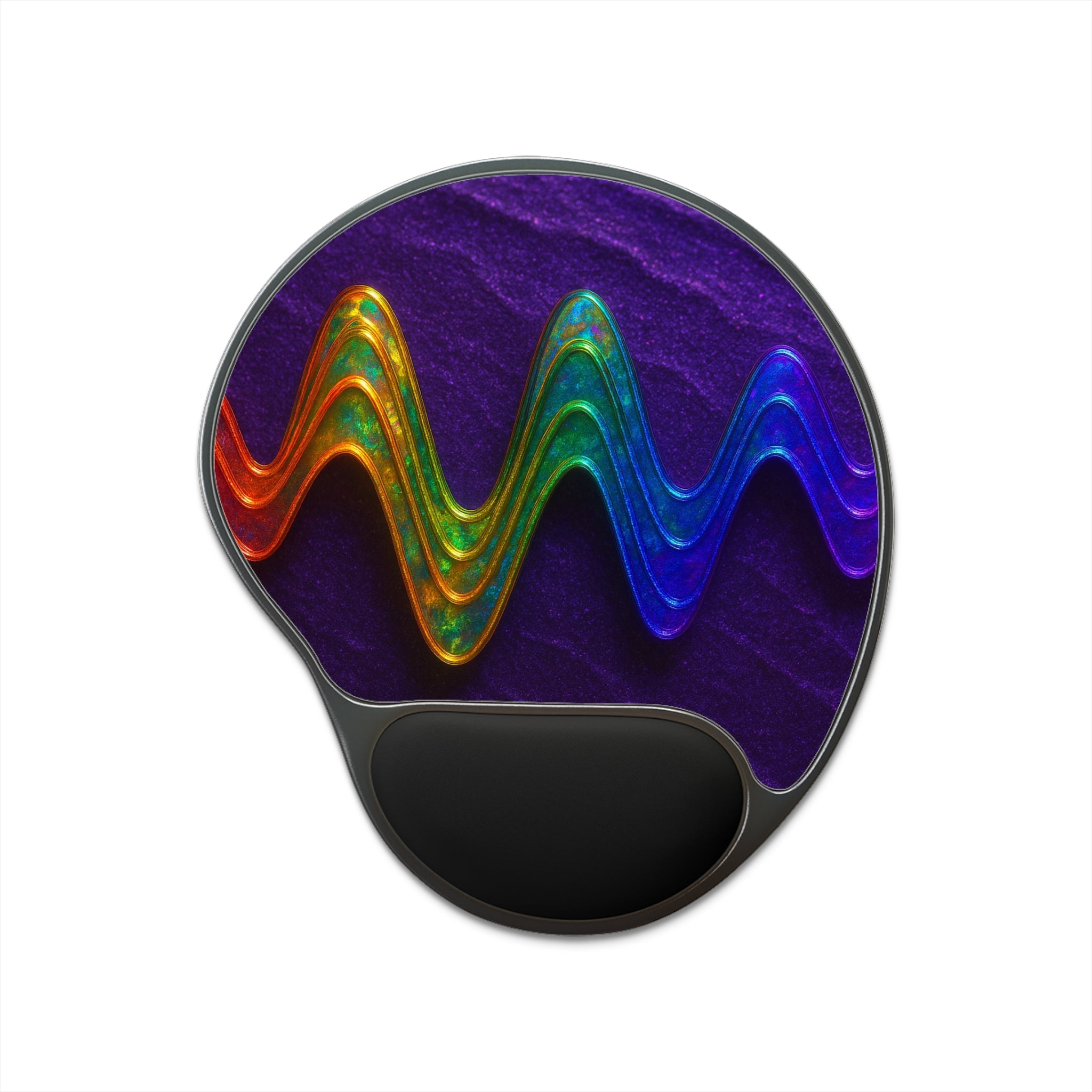 Rainbow Wave Ergonomic Mouse Pad with Wrist Rest — Colorful Desk Accessory for Gamers & Creatives