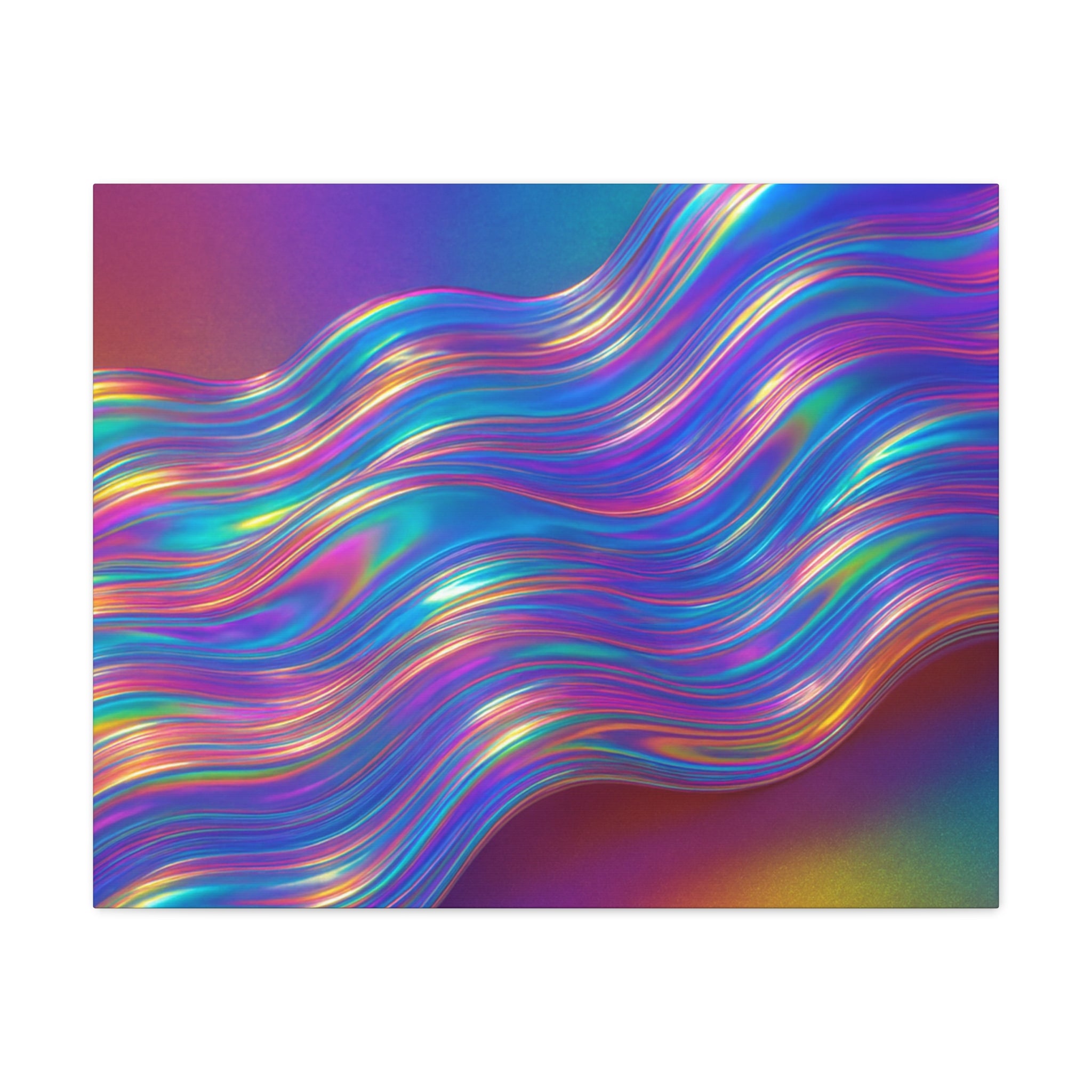 rainbow Iridescent Wave Matte Canvas Wall Art — Stretched 1.25"