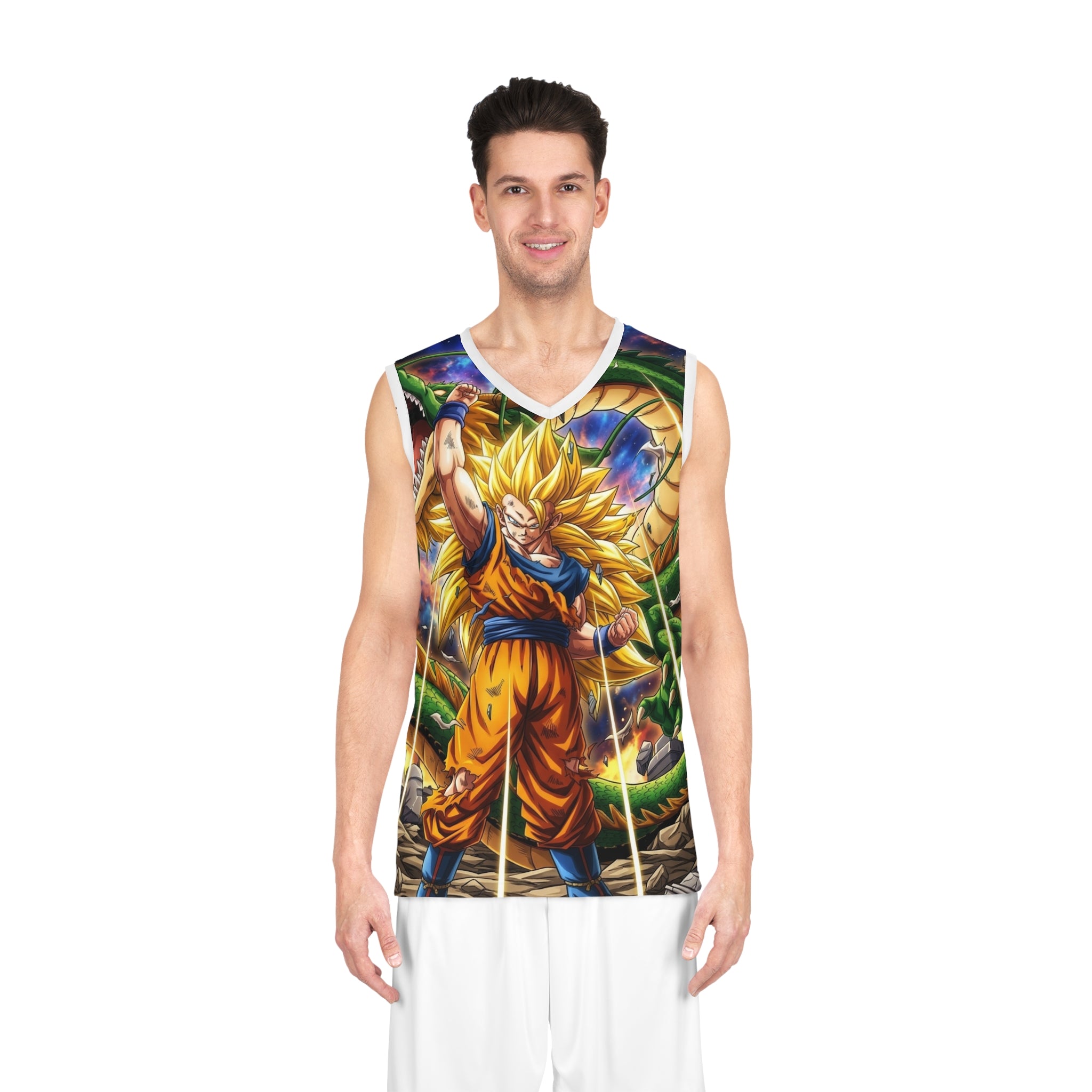 Anime Power Basketball Jersey - Super Saiyan All-Over Print