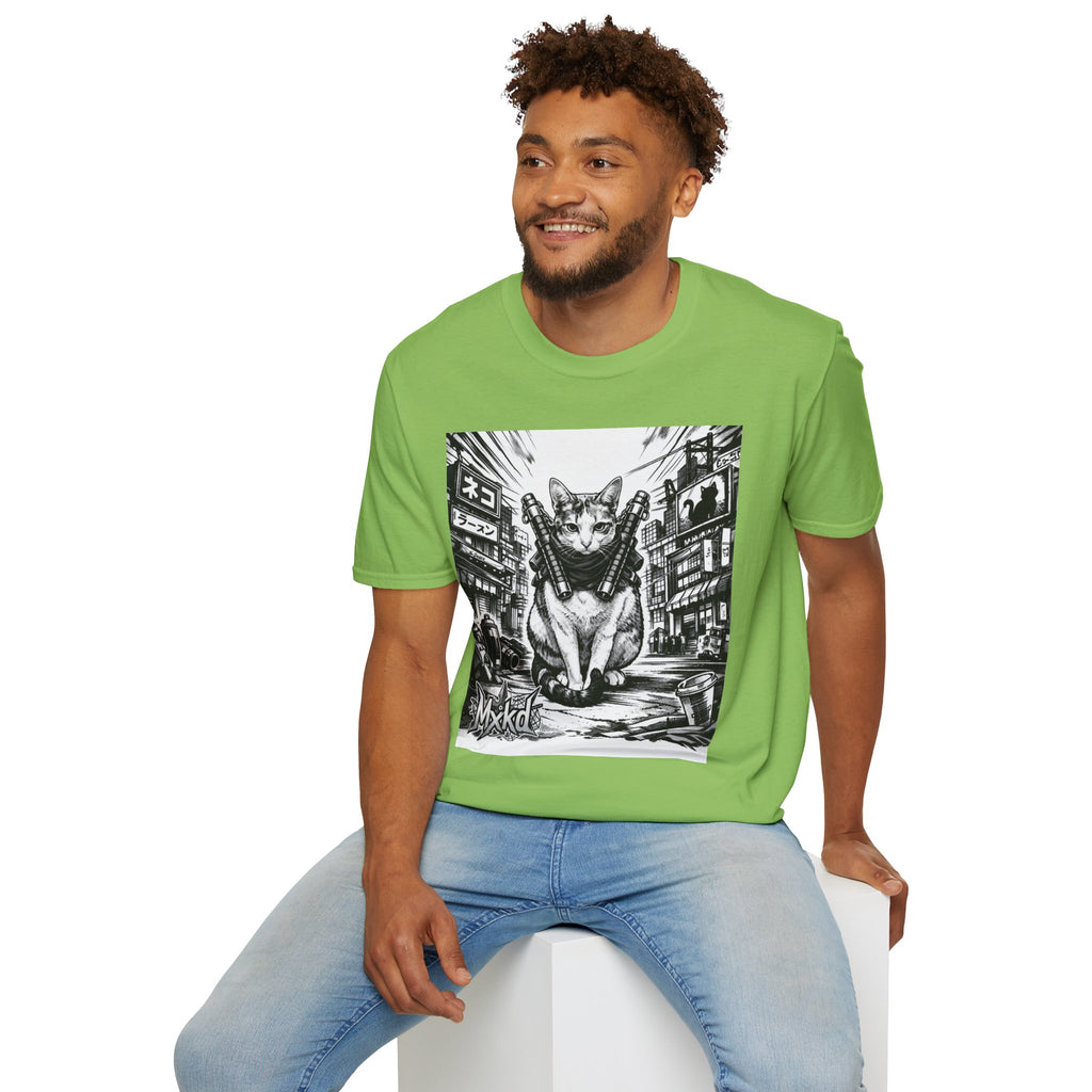 Cat Samurai T‑Shirt — Urban Noir Graphic Tee (Mxkd)
