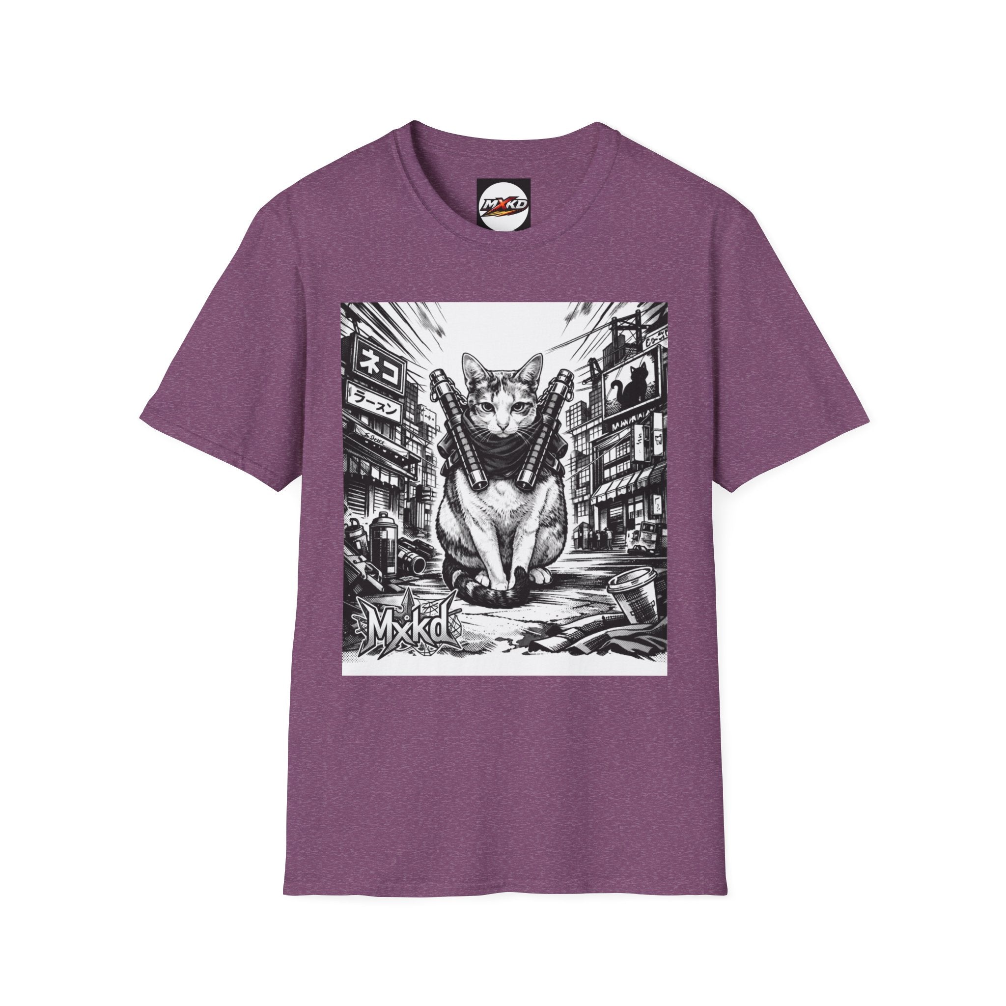 Cat Samurai T‑Shirt — Urban Noir Graphic Tee (Mxkd)