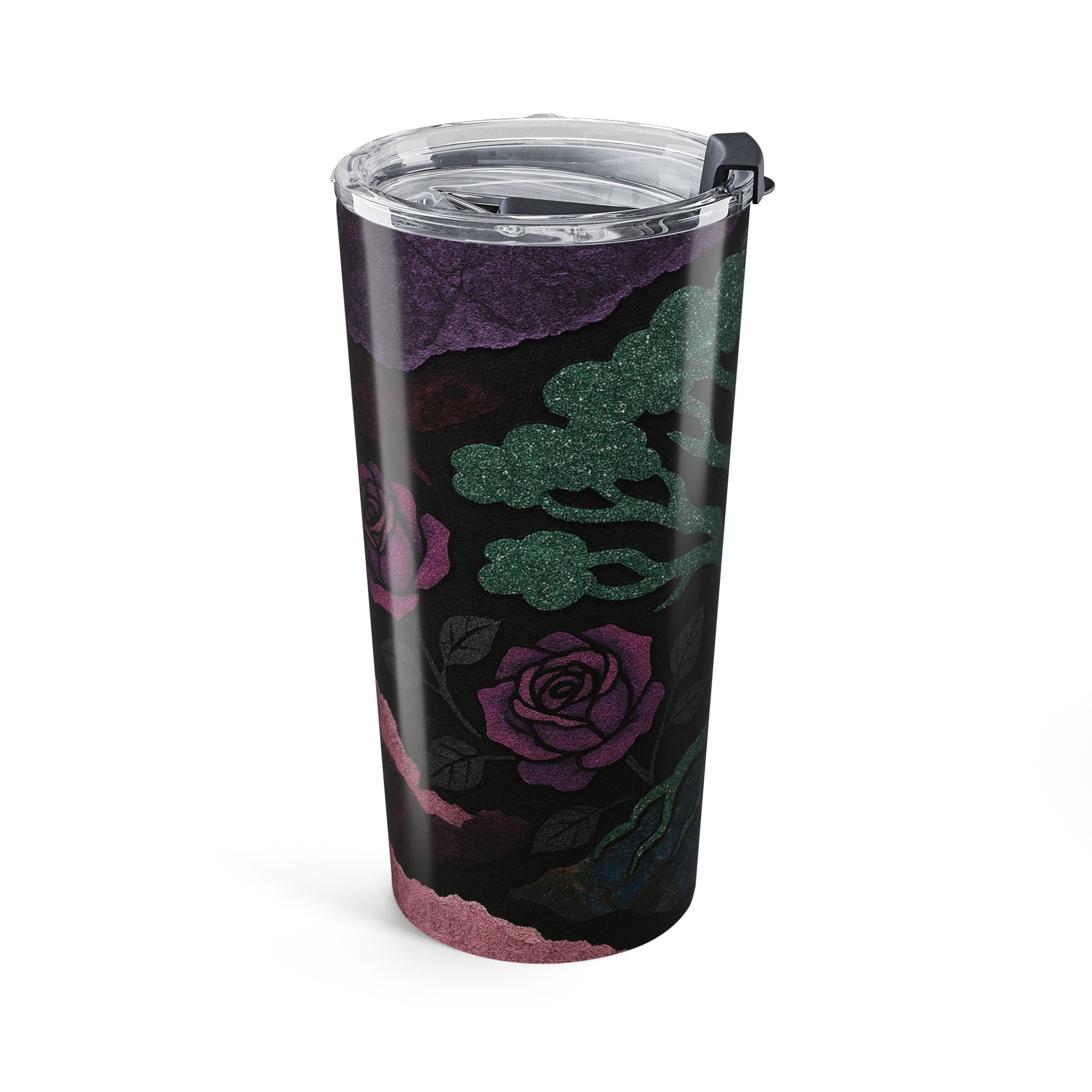 20oz Tree of Life & Purple Roses Stainless Steel Tumbler — Insulated Travel Cup