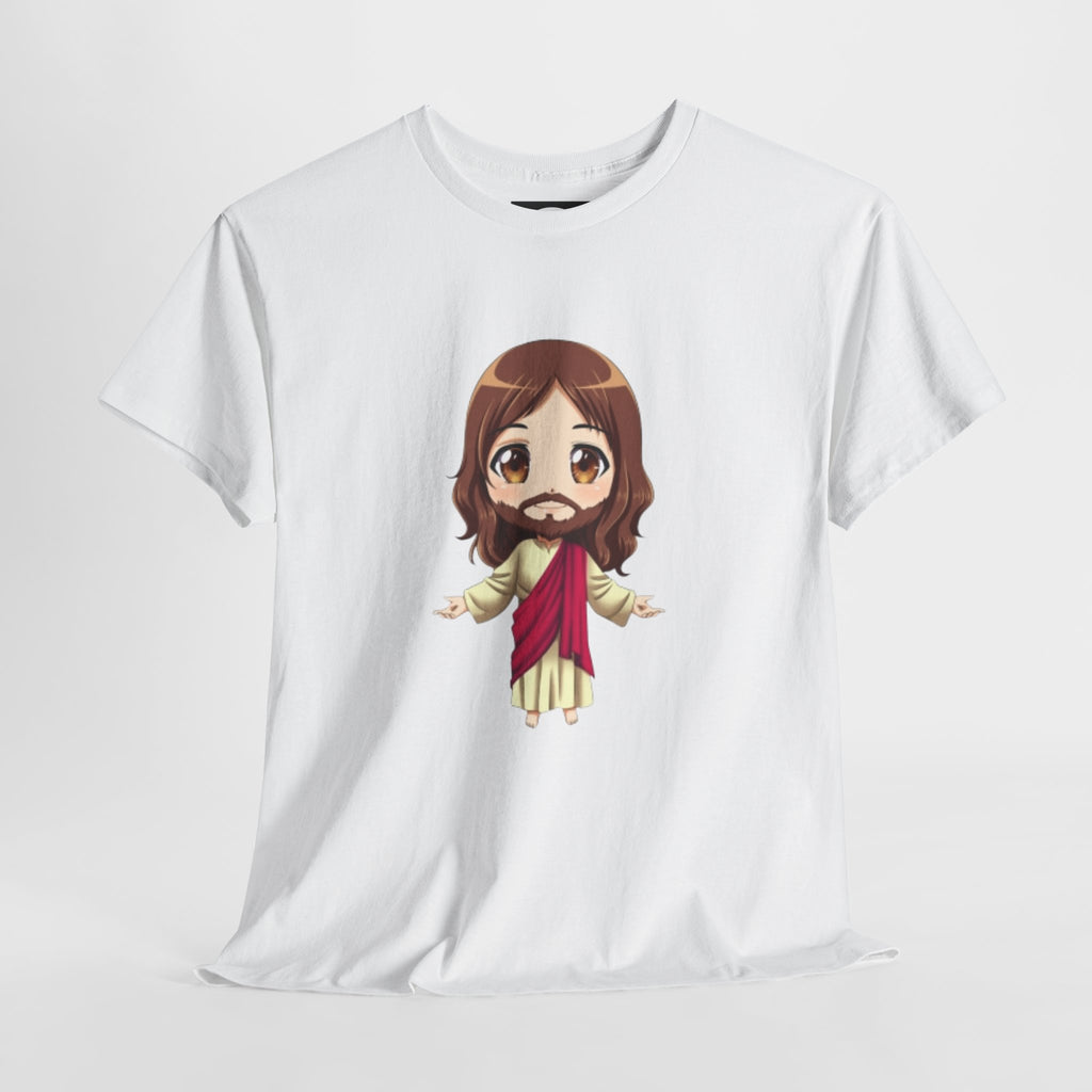 Christian Jesus Tee — Cute Chibi Front & Classic Back Religious T-Shirt