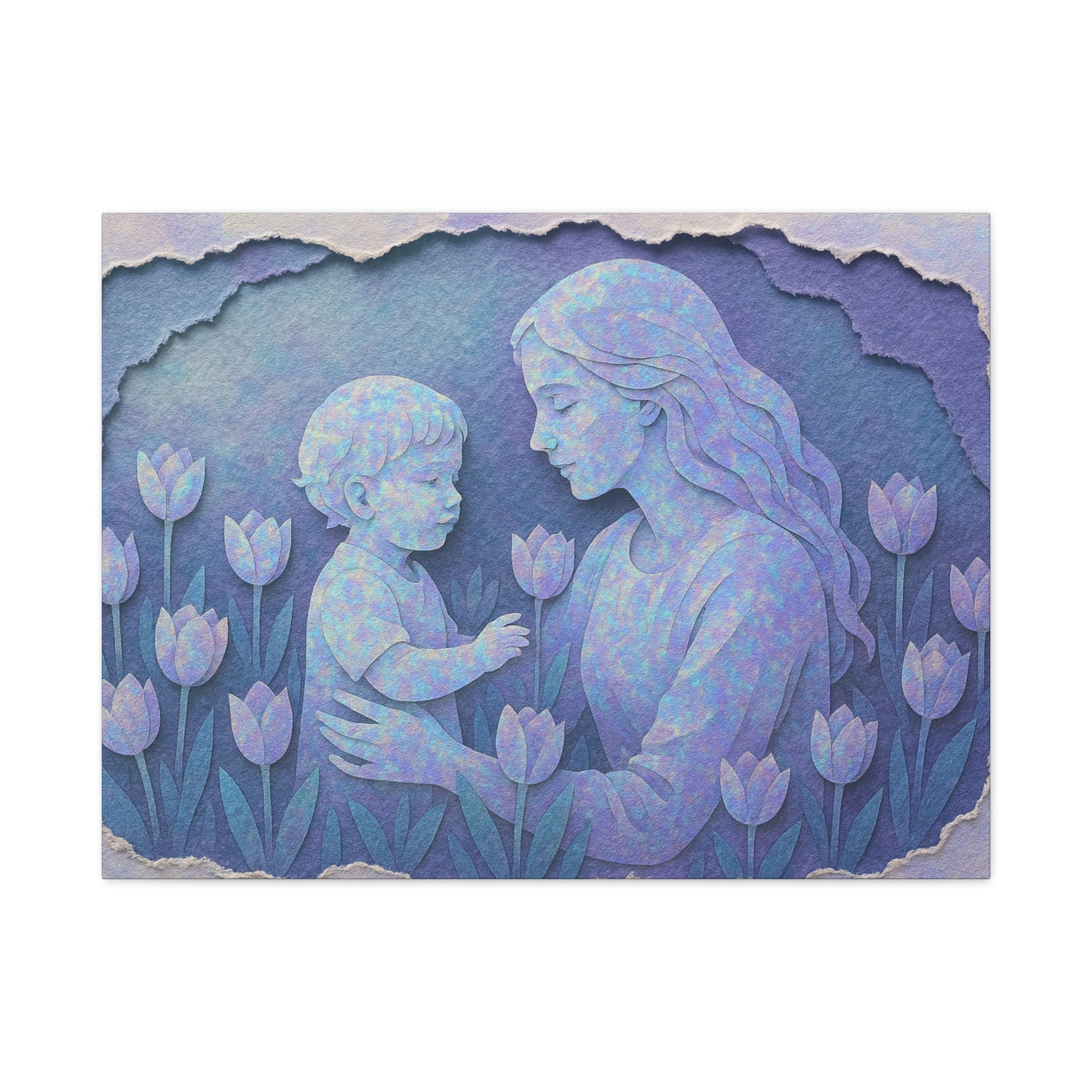 Mother and Child Tulip Matte Canvas Wall Art — Stretched 1.25"