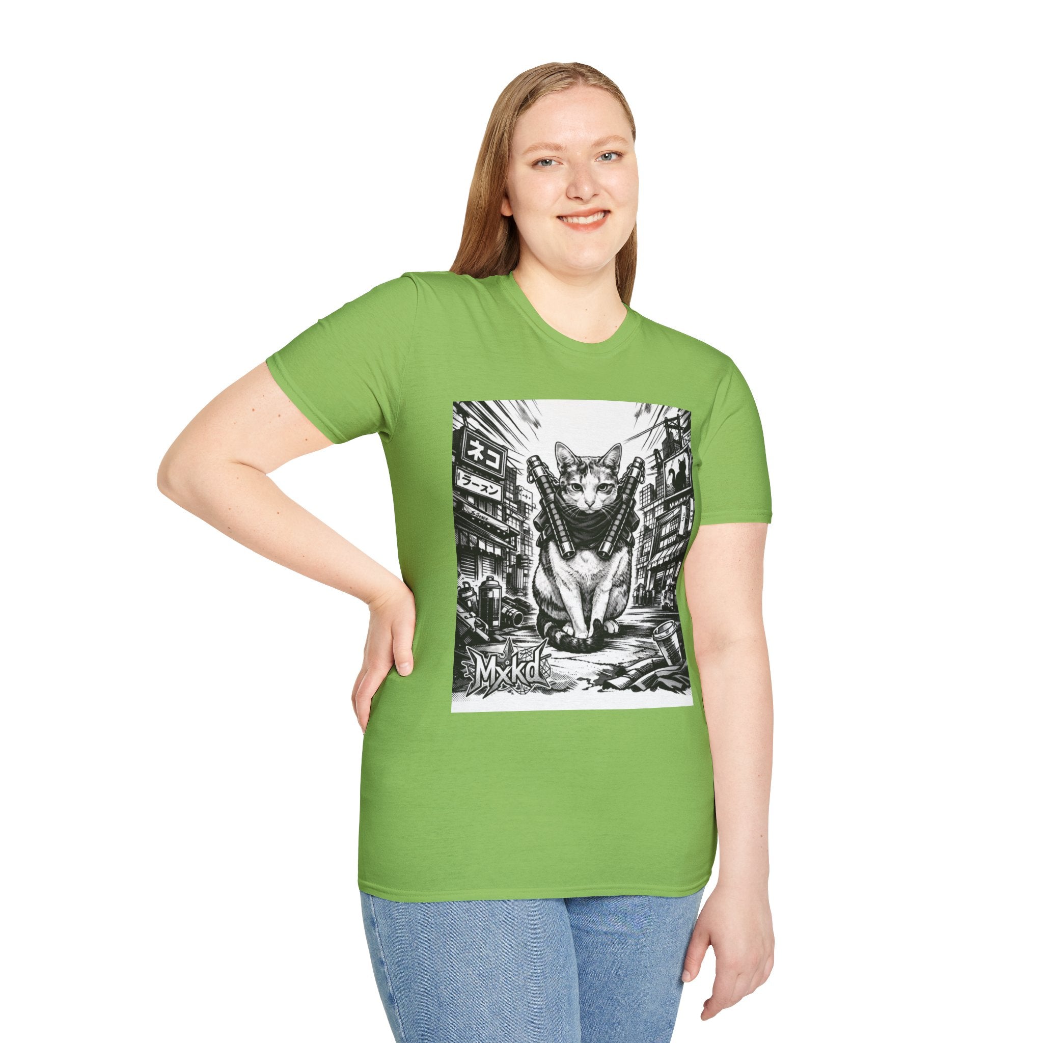 Cat Samurai T‑Shirt — Urban Noir Graphic Tee (Mxkd)