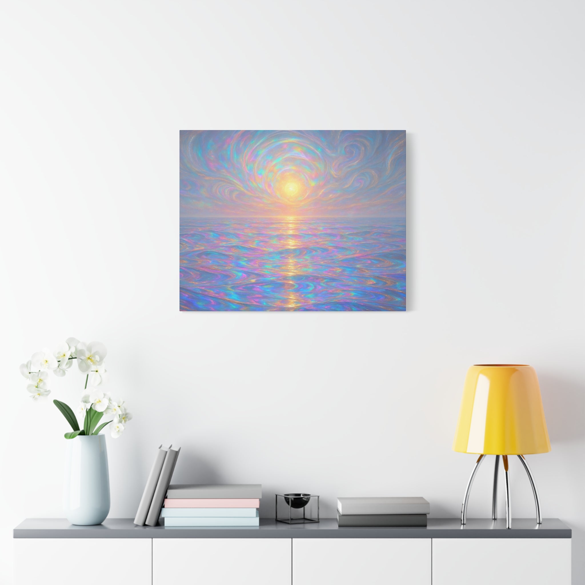 Iridescent Sunrise Seascape Canvas — Peaceful Ocean Wall Art