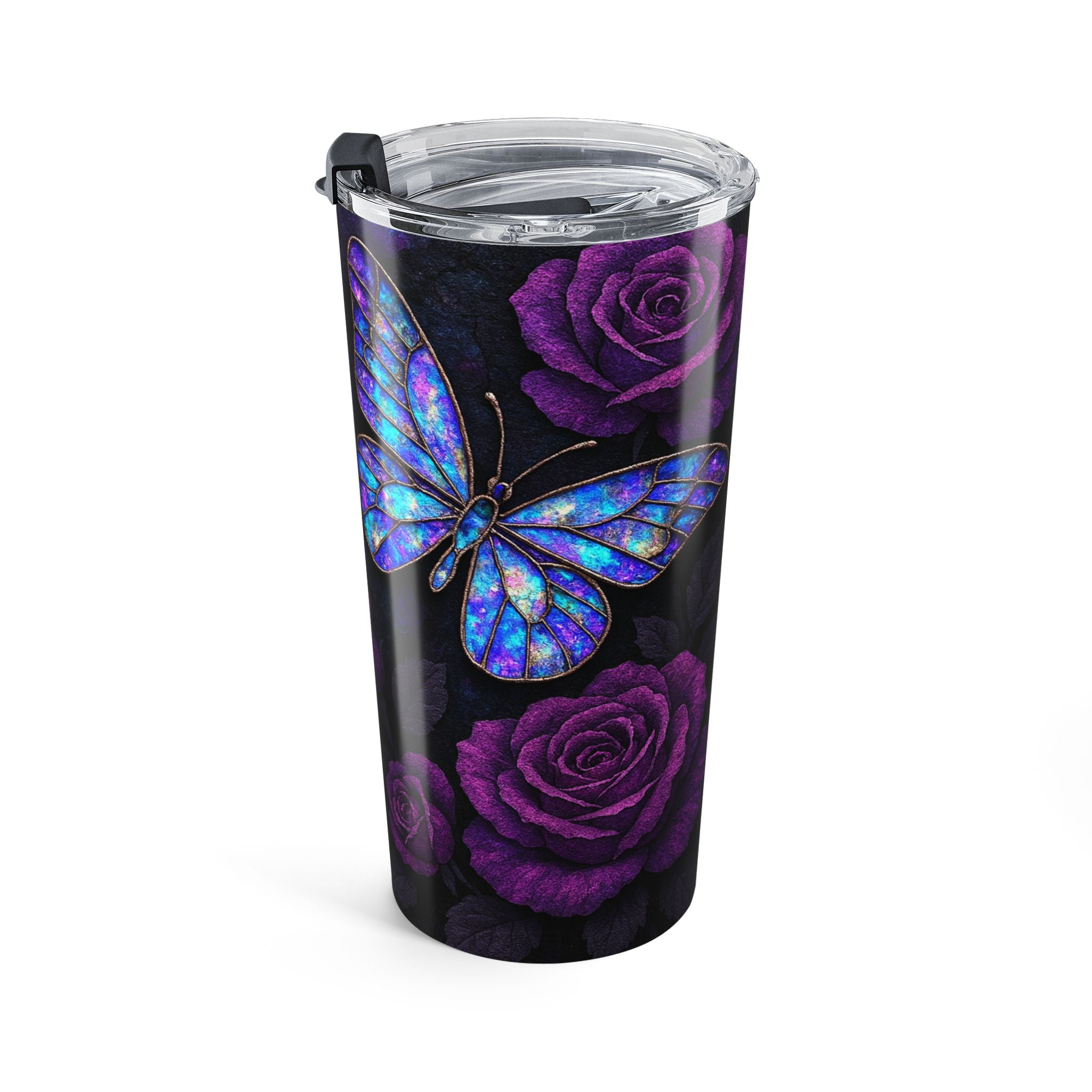 20oz Purple Butterfly & Rose Insulated Tumbler