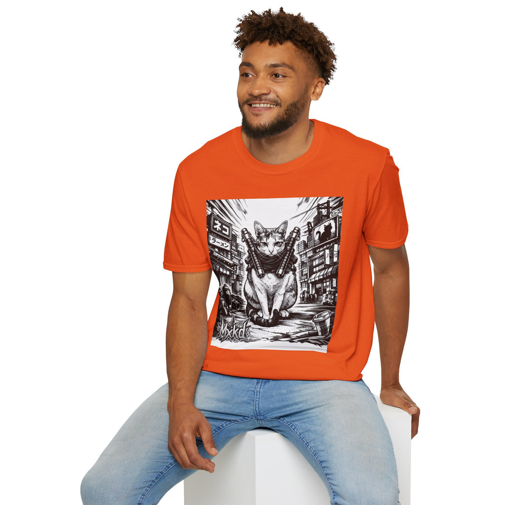 Cat Samurai T‑Shirt — Urban Noir Graphic Tee (Mxkd)