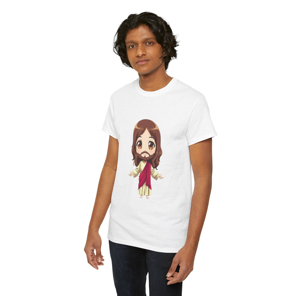 Christian Jesus Tee — Cute Chibi Front & Classic Back Religious T-Shirt