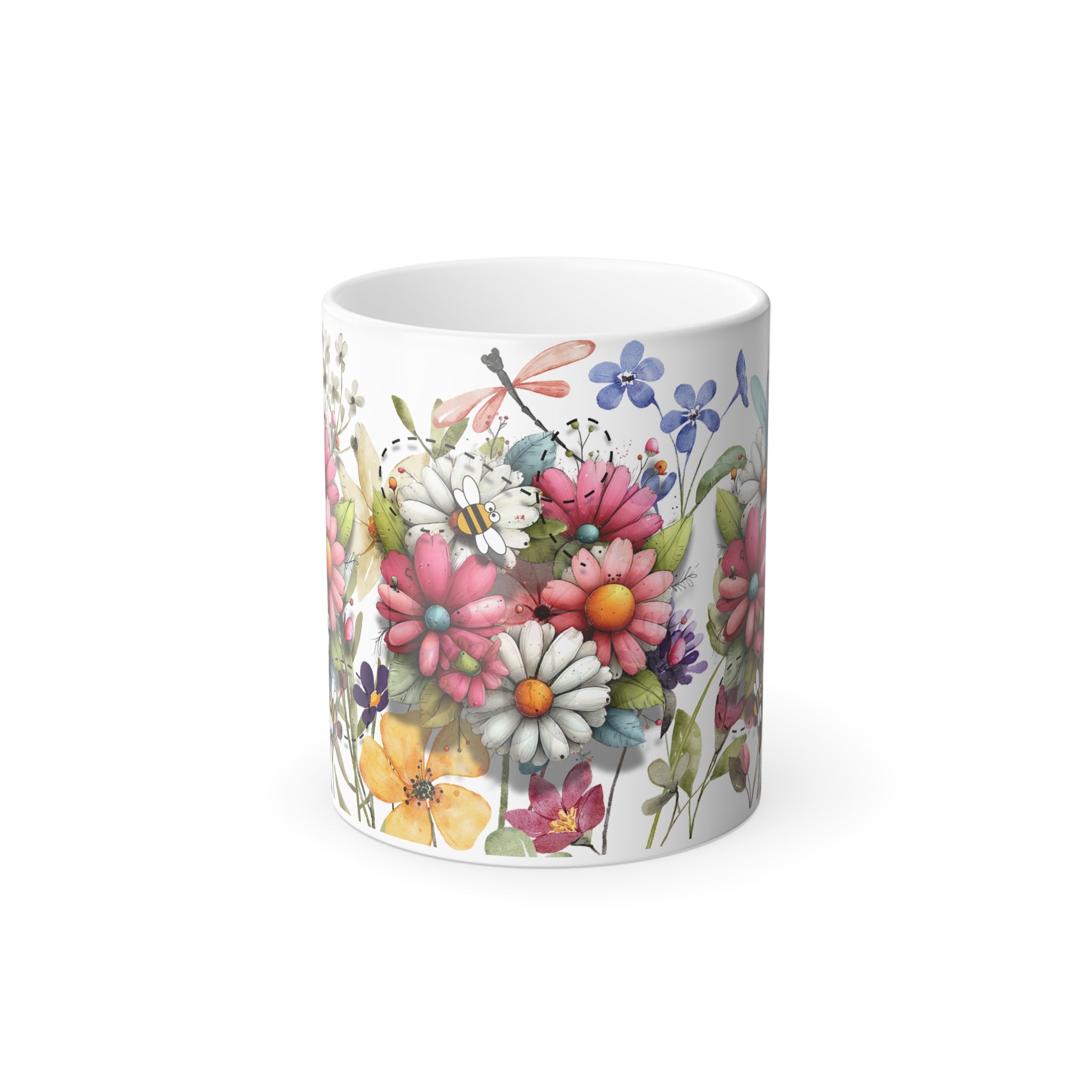 Color-Changing Floral Mug — Watercolor Wildflower Bouquet (11 oz)
