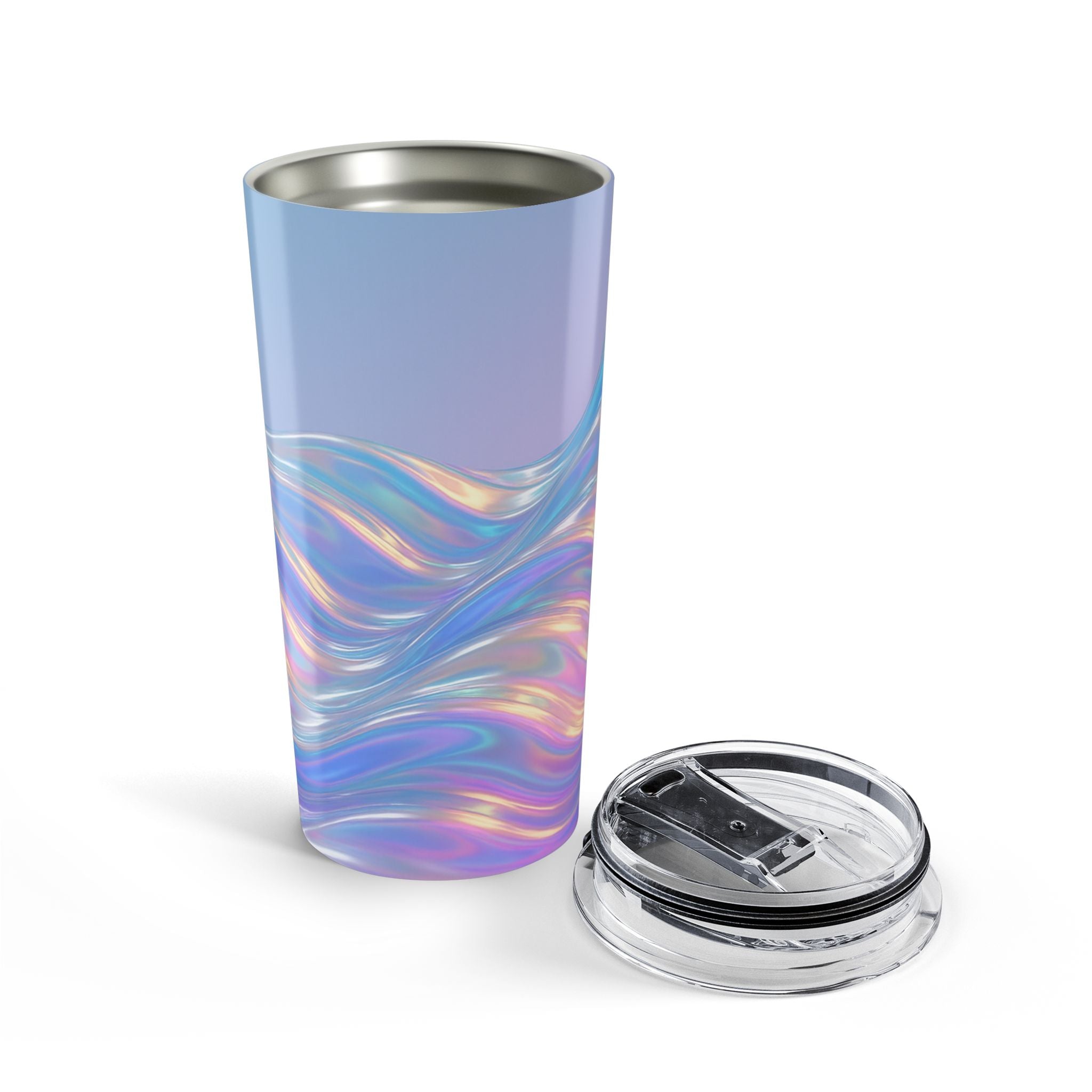 20oz Iridescent Wave Tumbler — Holographic Swirl Travel Mug