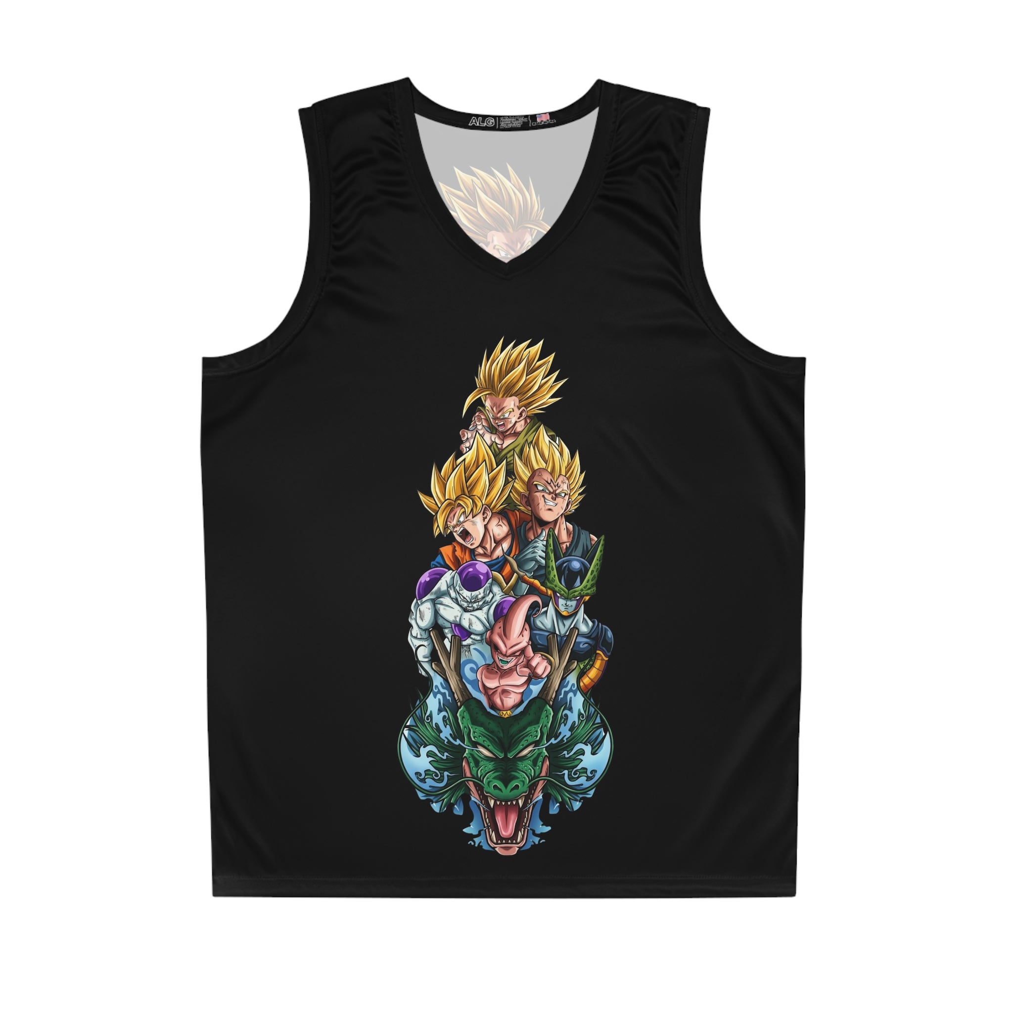 Anime Power Basketball Jersey — Super Saiyan Lineup Graphic AOP