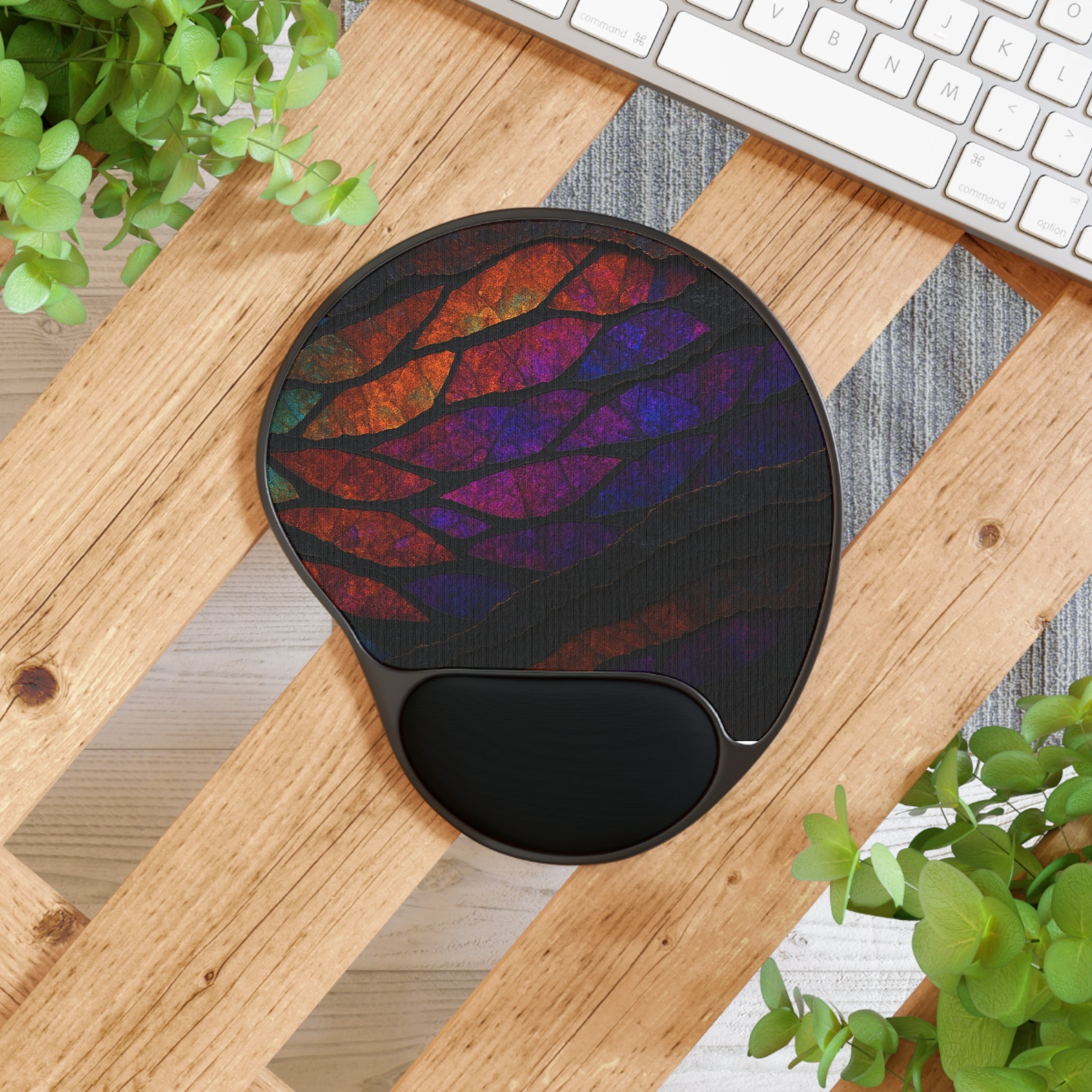 Stained Glass Wave Ergonomic Mouse Pad with Wrist Rest