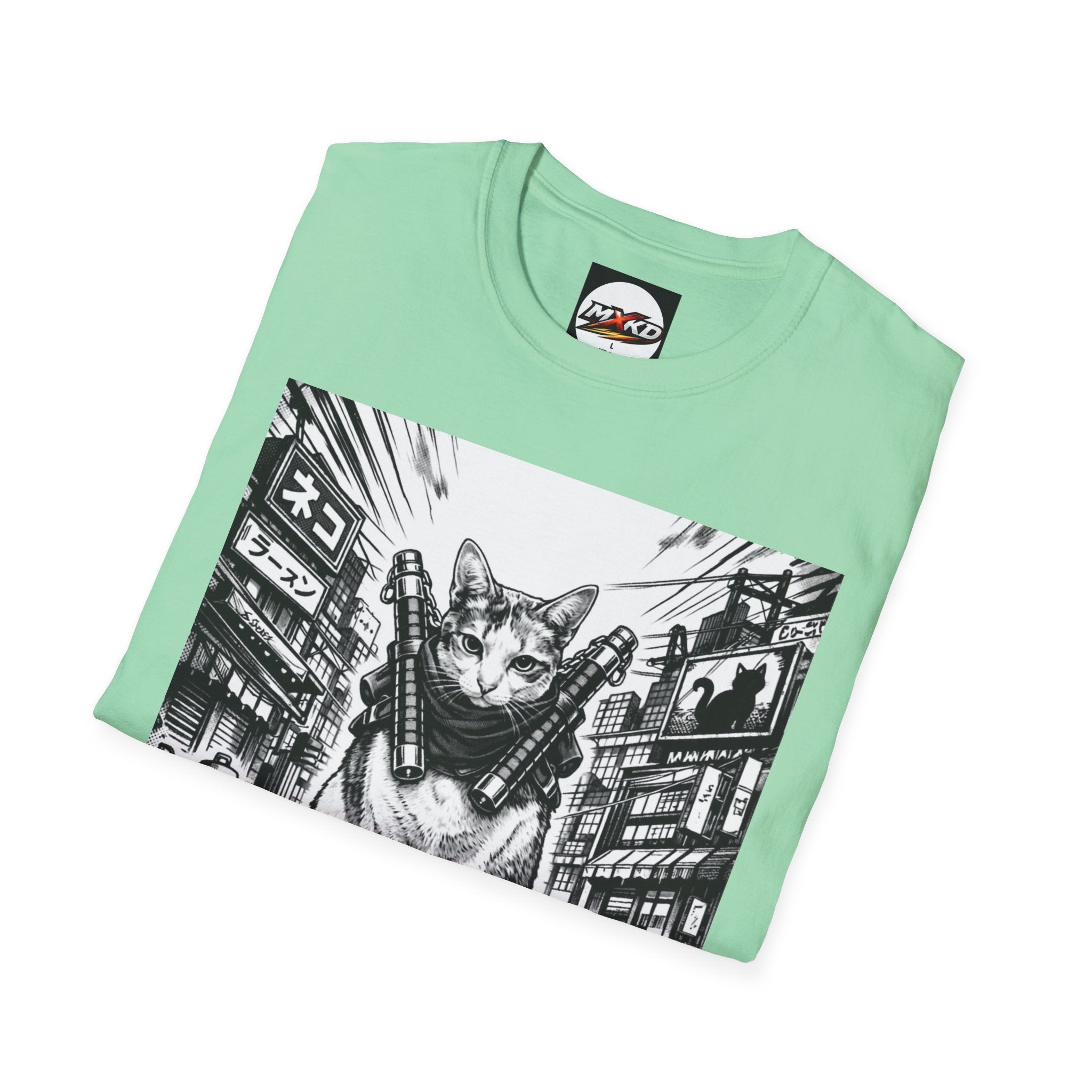 Cat Samurai T‑Shirt — Urban Noir Graphic Tee (Mxkd)