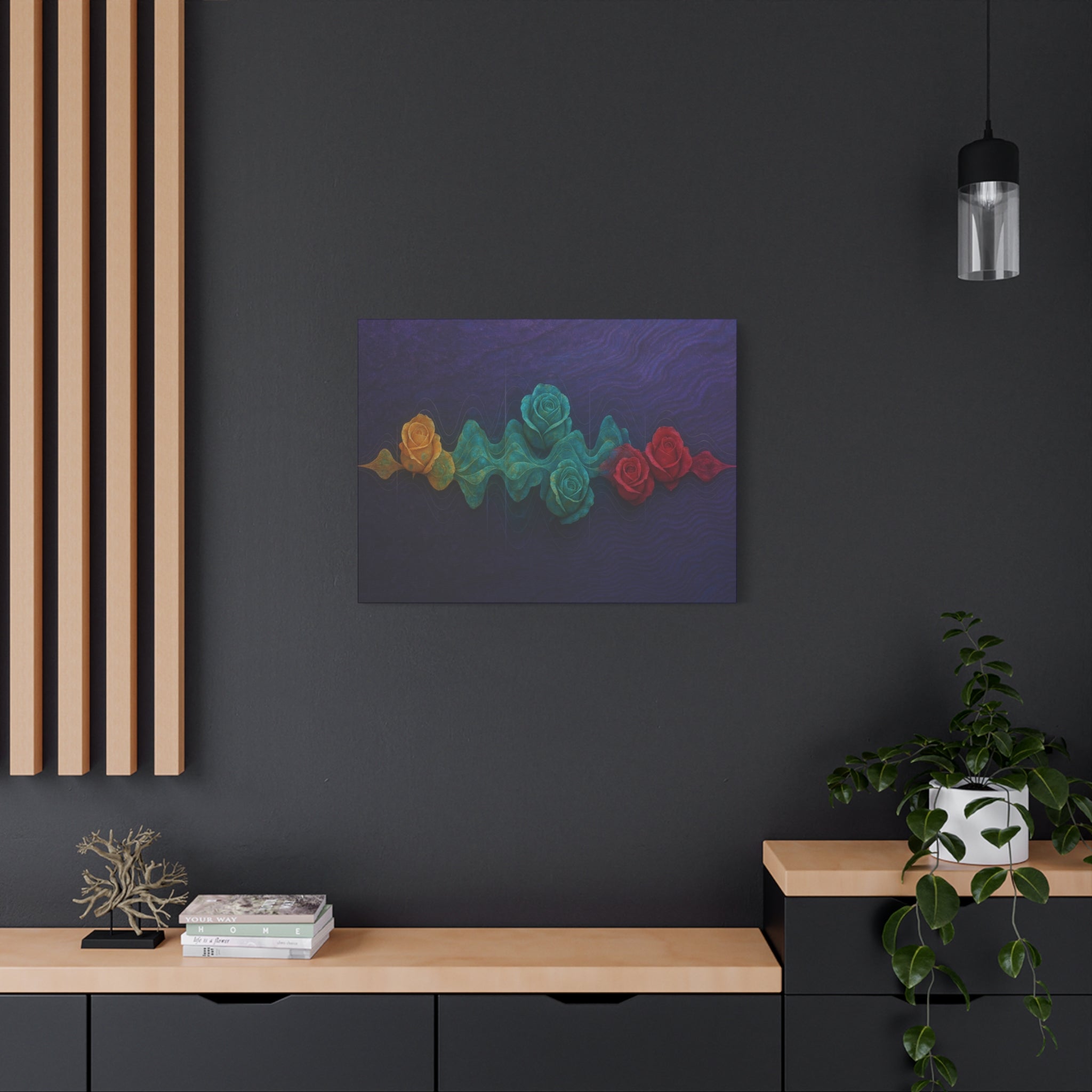 Rainbow Rose Wave Matte Canvas Print — Stretched 1.25" Wall Art