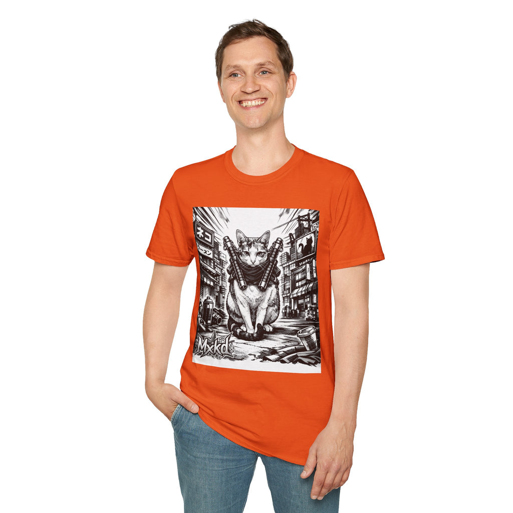 Cat Samurai T‑Shirt — Urban Noir Graphic Tee (Mxkd)