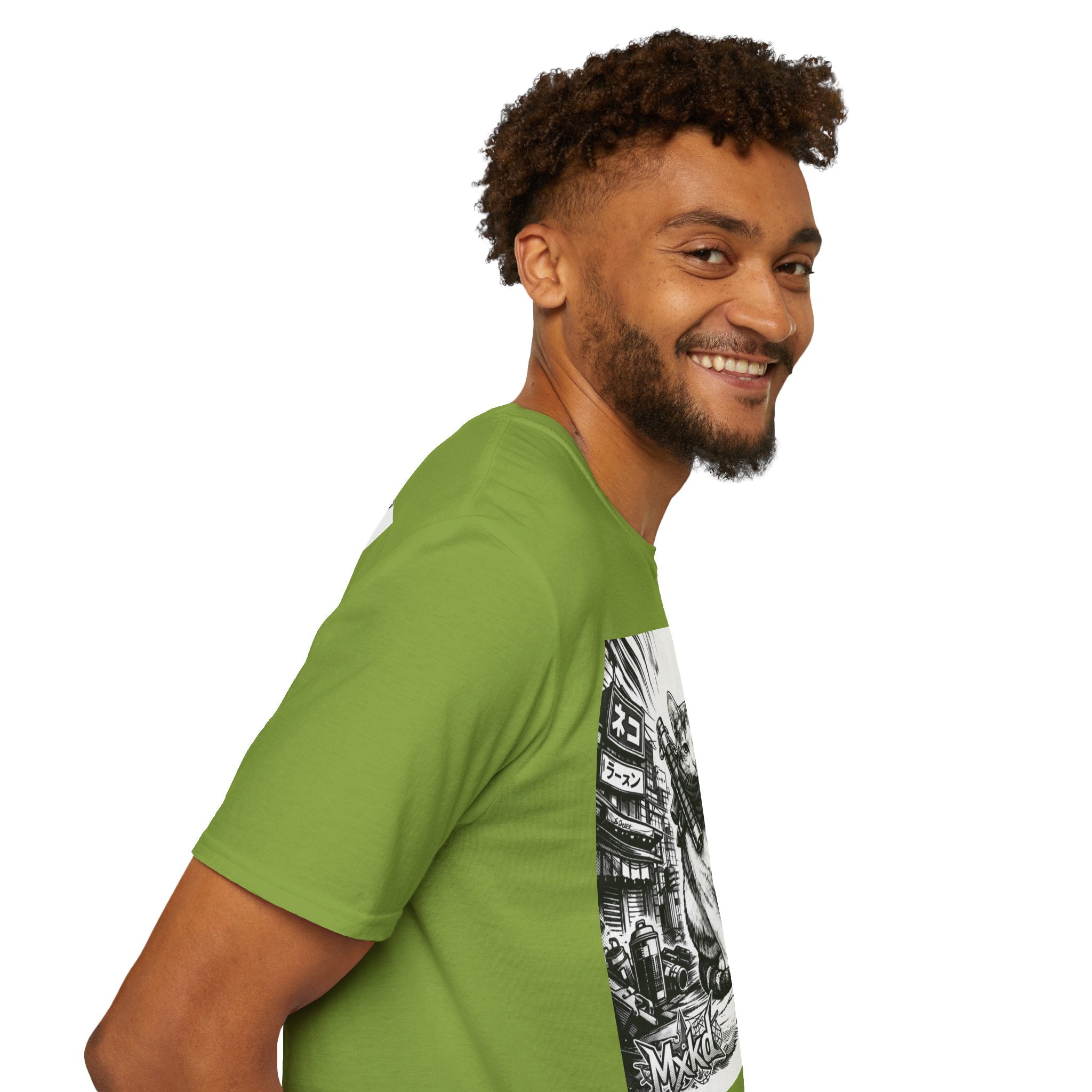 Cat Samurai T‑Shirt — Urban Noir Graphic Tee (Mxkd)