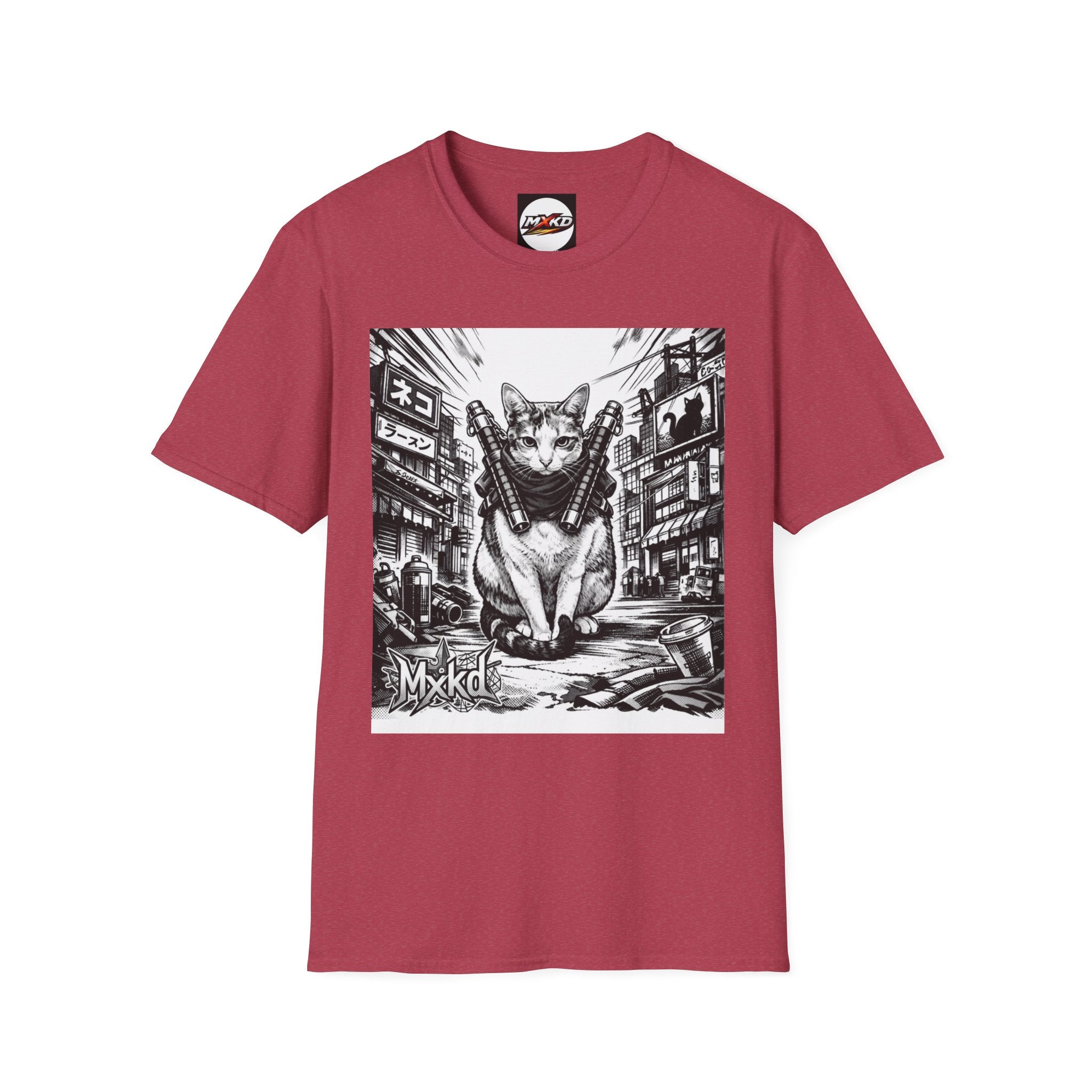 Cat Samurai T‑Shirt — Urban Noir Graphic Tee (Mxkd)