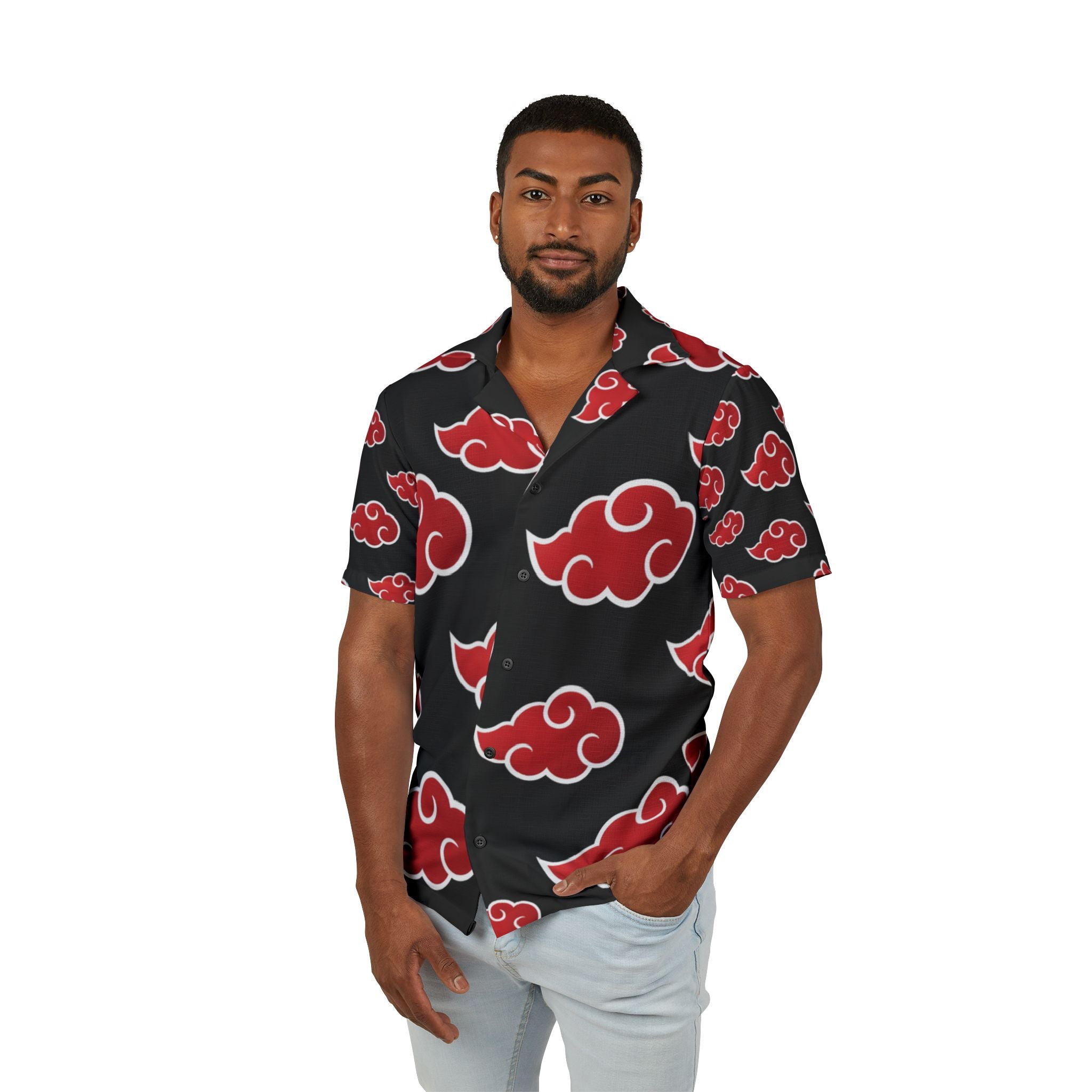 Akatsuki Cloud Hawaiian Shirt — Men's Anime Pattern Camp Shirt